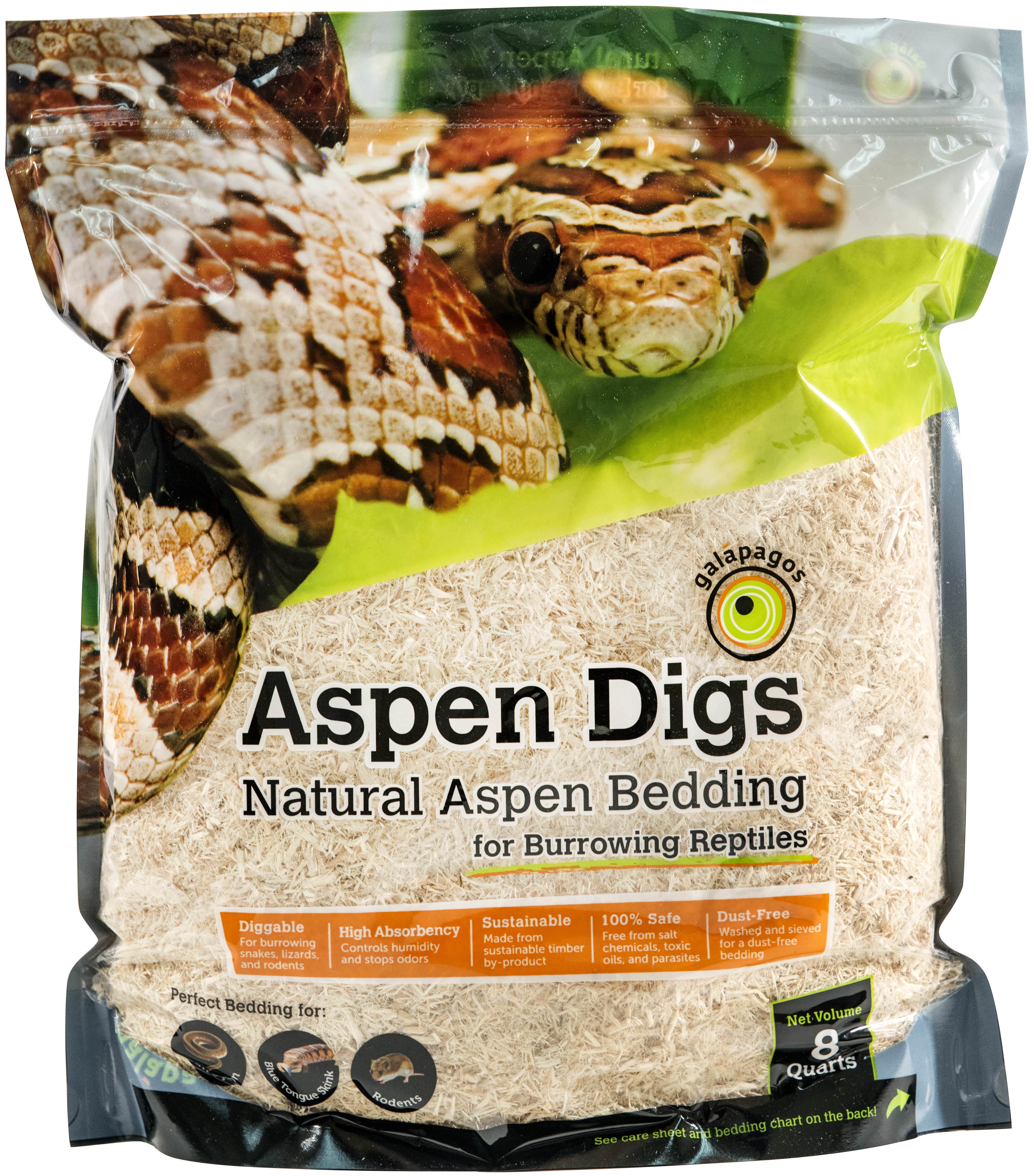 Galapagos Aspen Digs， White Natural， 8qt Stand-up Pouch Reptile