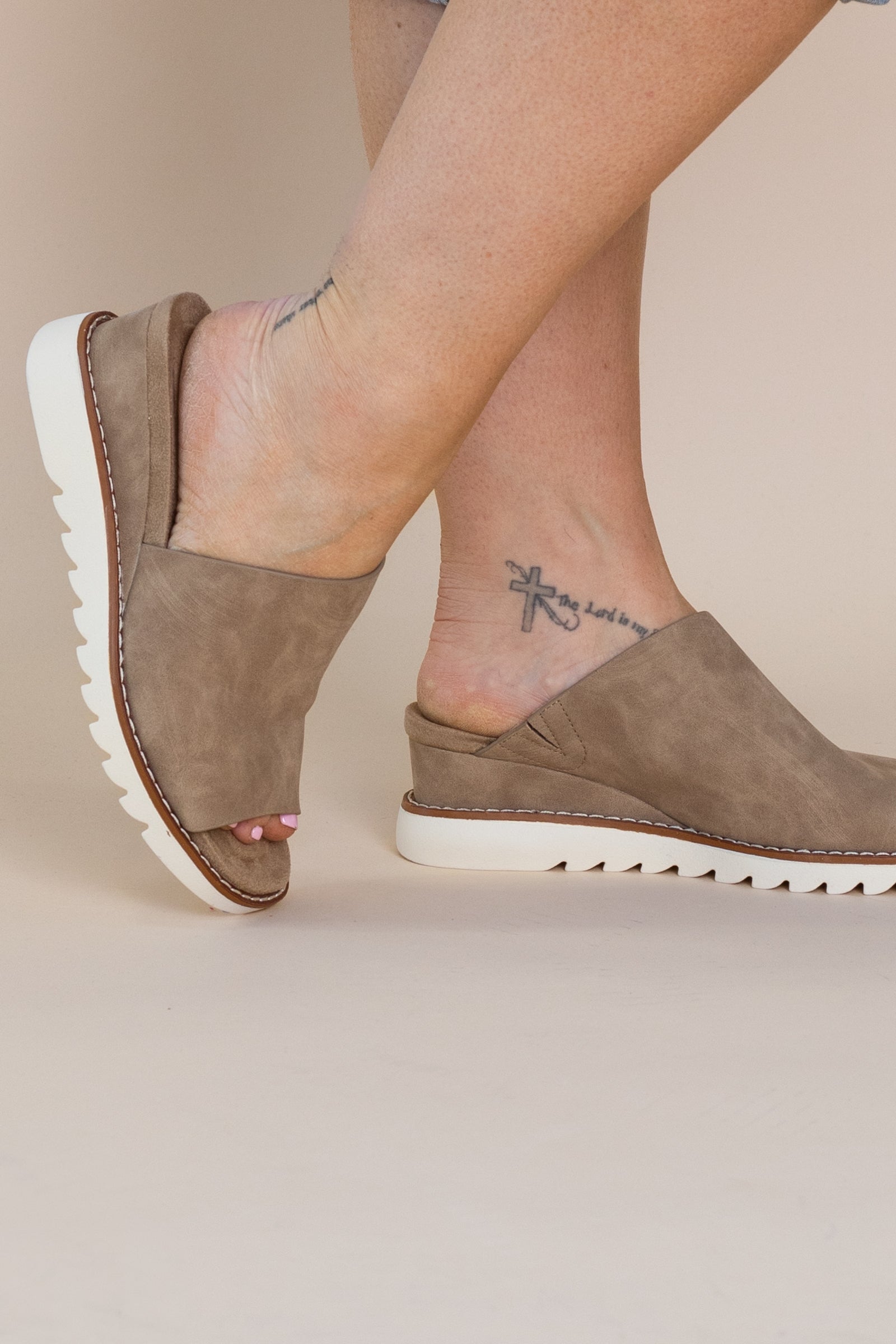 Faux Leather Slip On Wedges