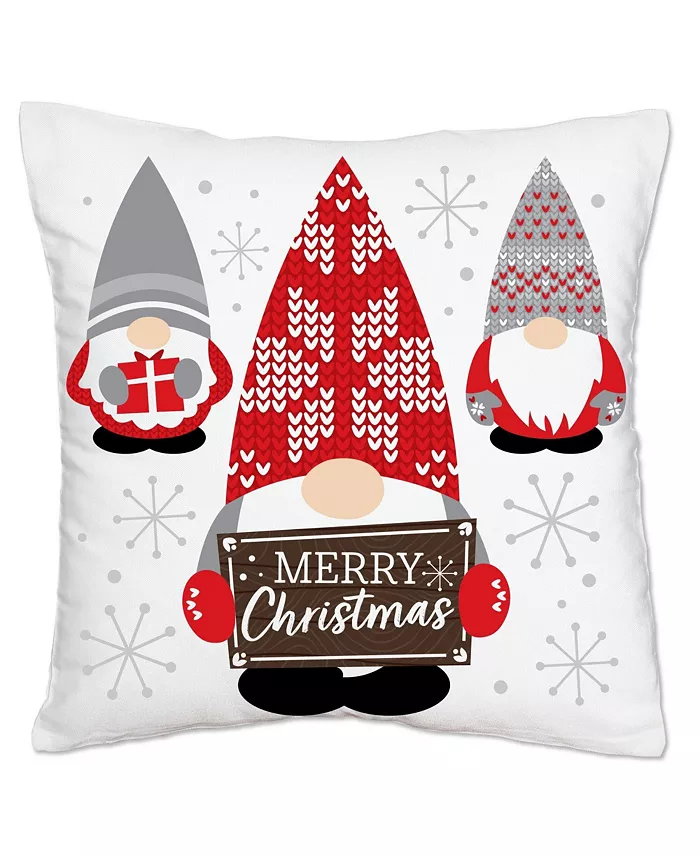 Big Dot of Happiness Christmas Gnomes - Decorative Cushion Case - Throw Pillow Cover - 16 x 16 Inches