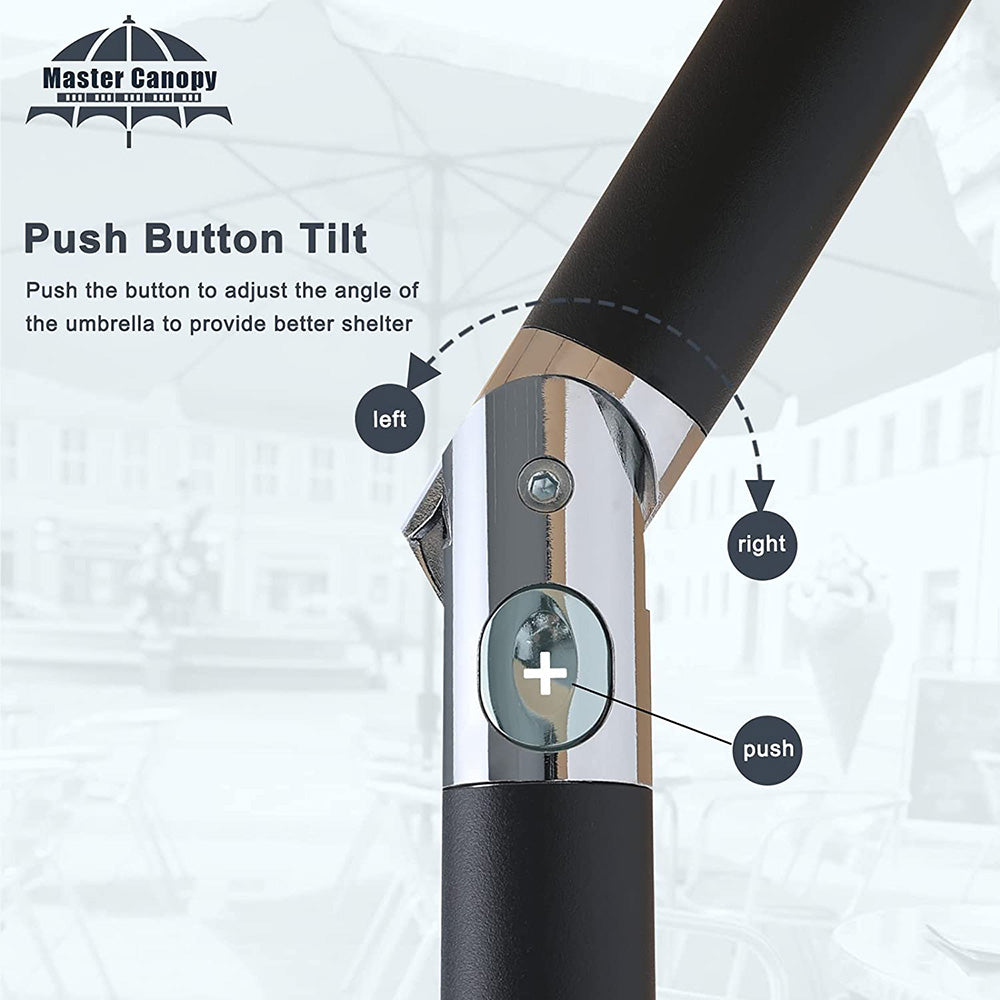 Valance Patio Umbrella For Outdoor Table Market -8 Ribs (9Ft, Navy Blue)