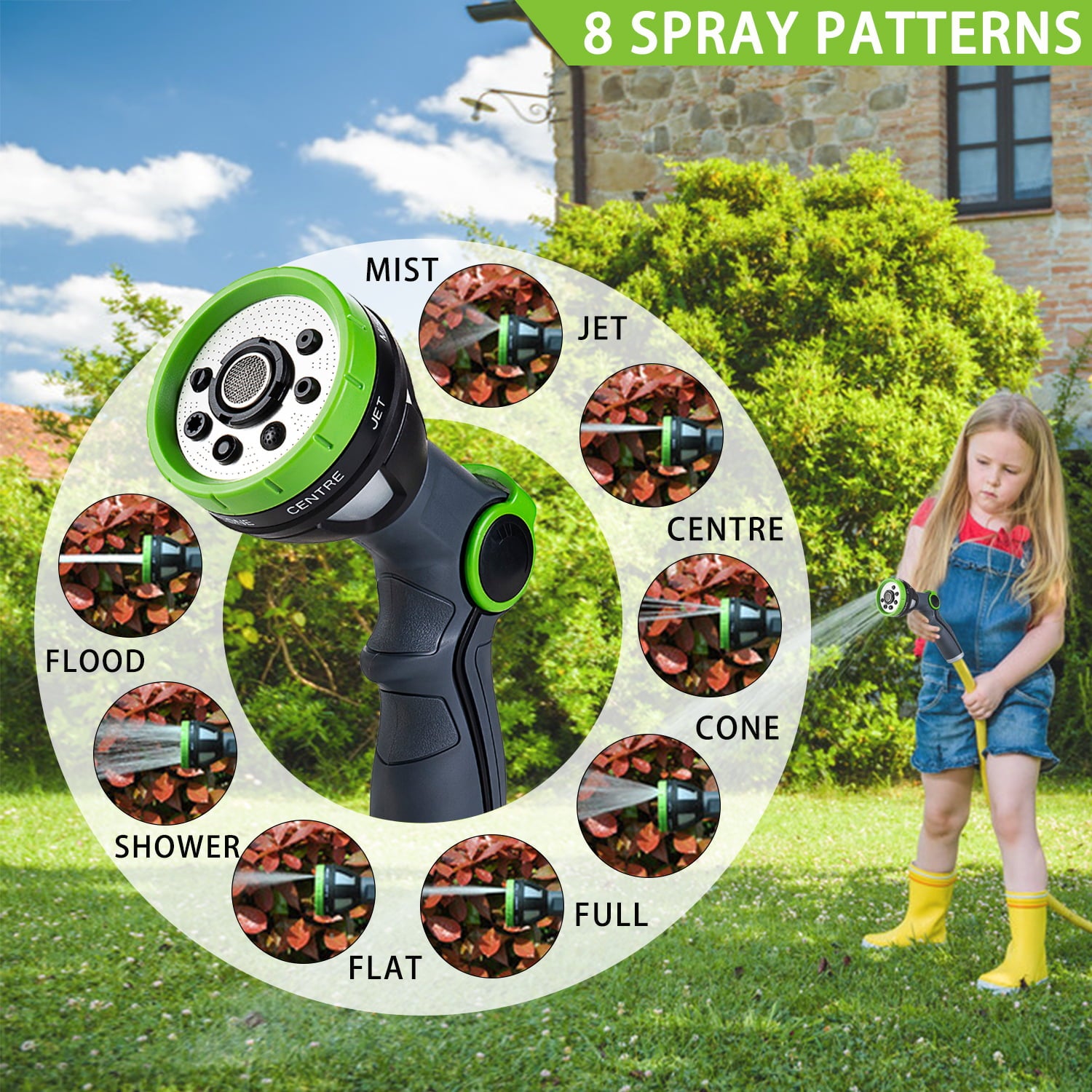REDESS Hydro Garden Hose Sprayer Nozzle - Heavy Duty Water Hose Sprayer Nozzle - 8 Settings