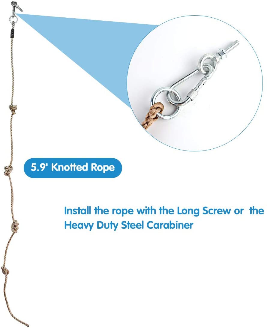 Brizi Living 20 Rock Climbing Holds for Kids， Adult Climbing Rock Wall Grips with 2 Handles， 5.9ft Knotted Rope for Indoor and Outdoor Playground Play Set