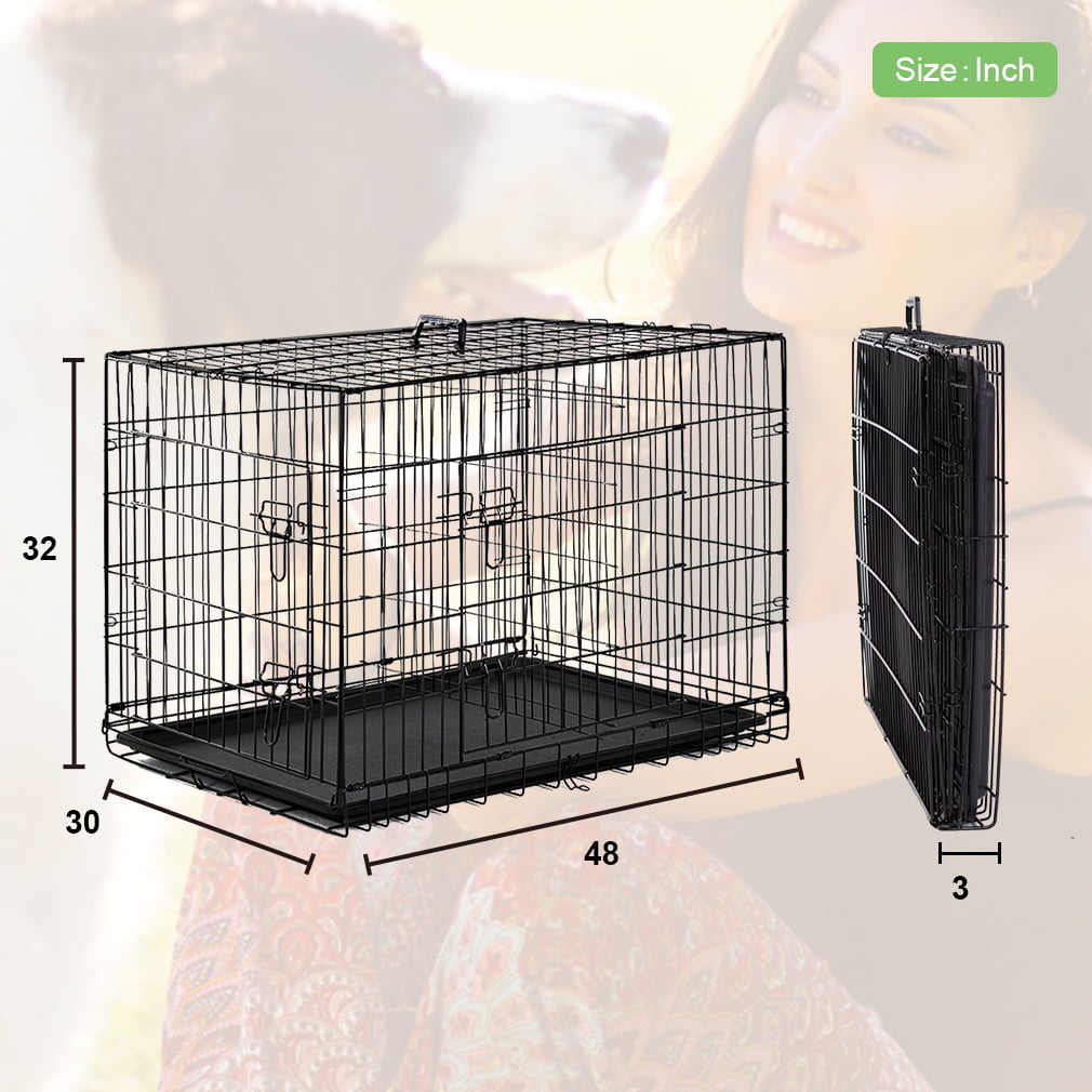 generic BestPet Double-Door Metal Dog Crate with Divider and Tray， X-Large， 48