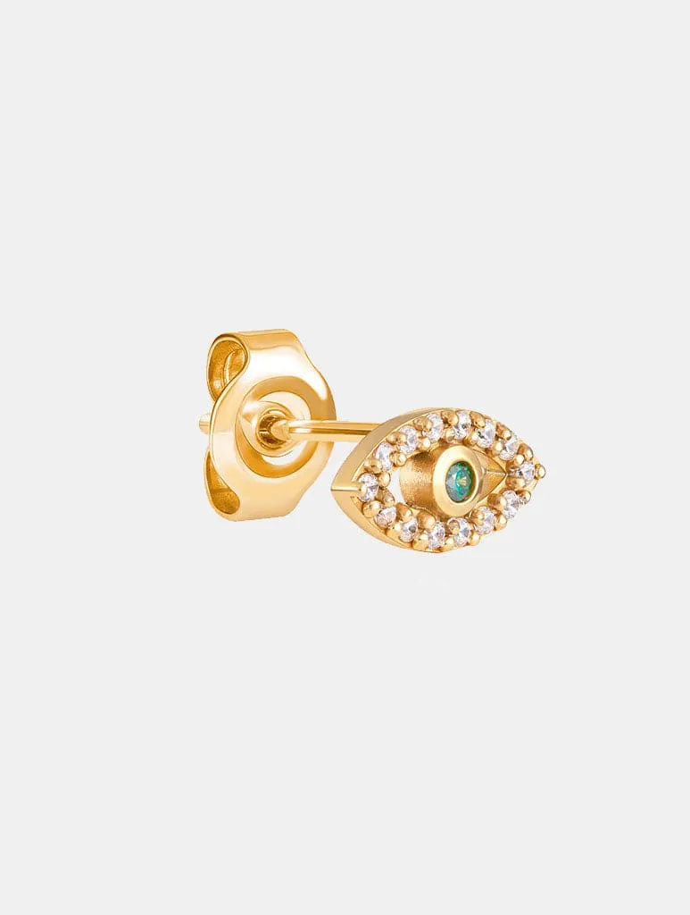 Emerald Eye Sparkle Ear Studies in Gold