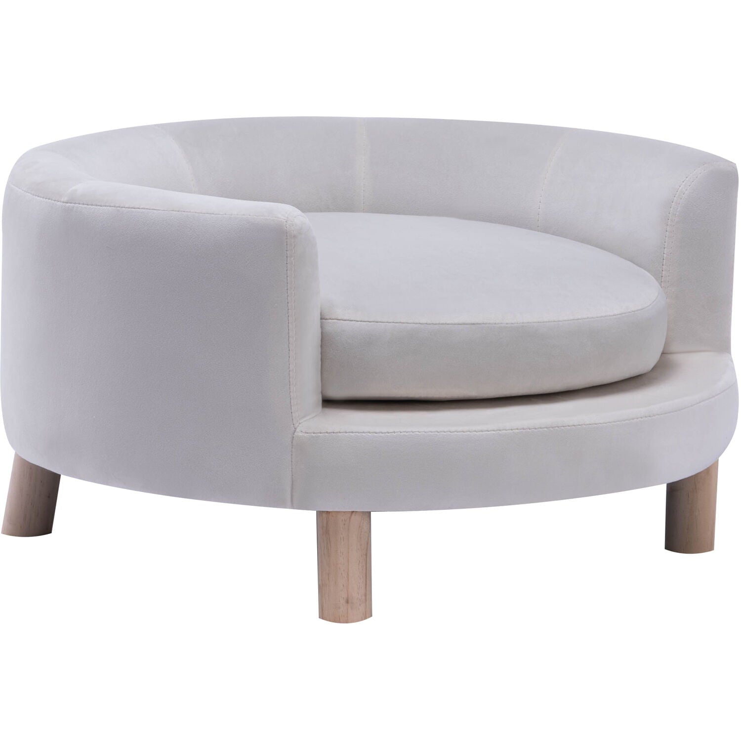 Critter Sitters 28-In. Elegant White Faux-Velvet Circular Pet Bed for Small to Medium-Sized Dogs and Cats