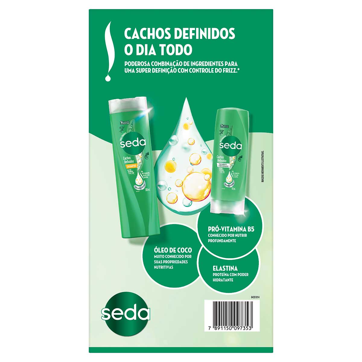 Kit Shampoo 300ml + Condicionador 190ml Seda Cachos Definidos