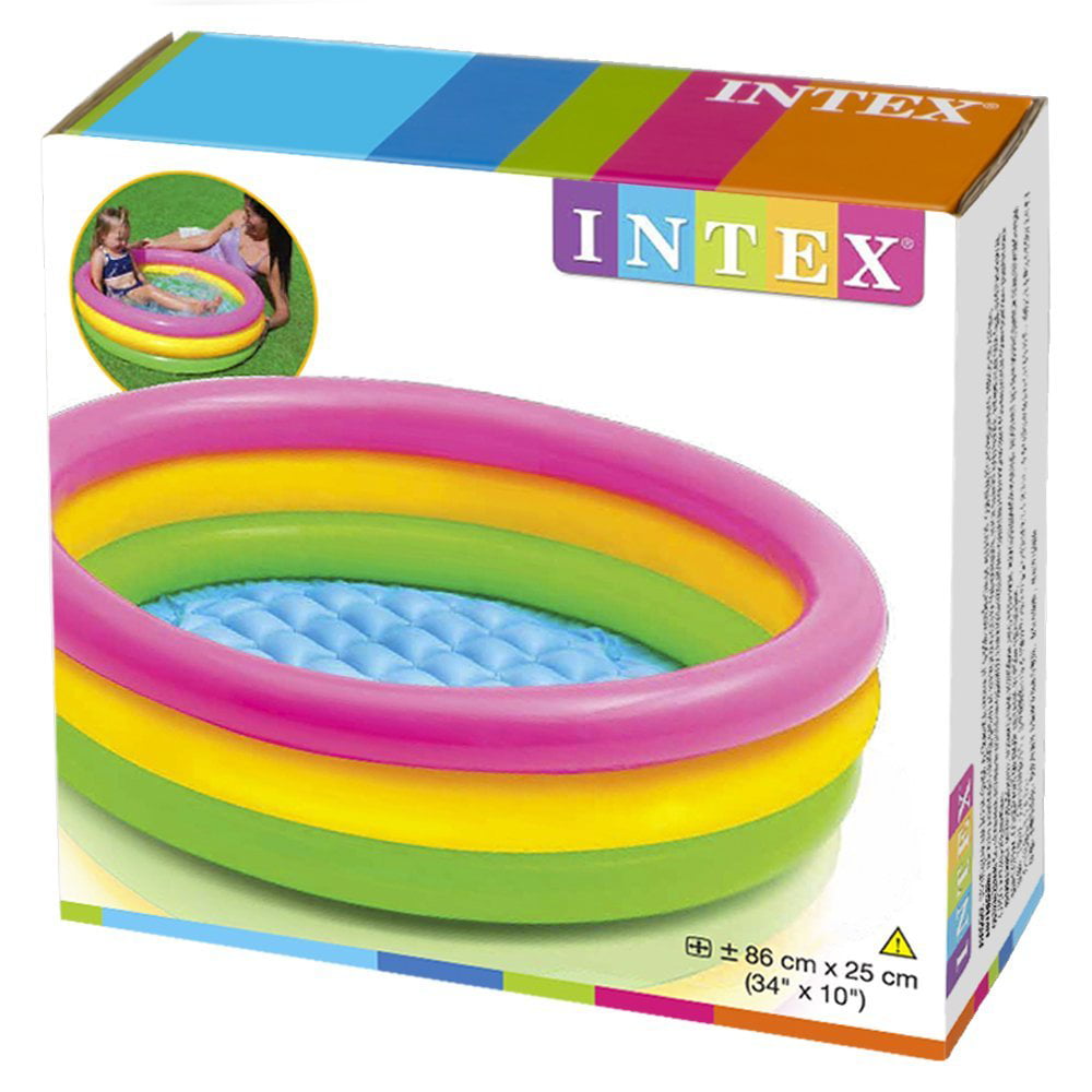 3 Intex Sunset Glow Inflatable Colorful Baby Swimming Pool， Multicolored