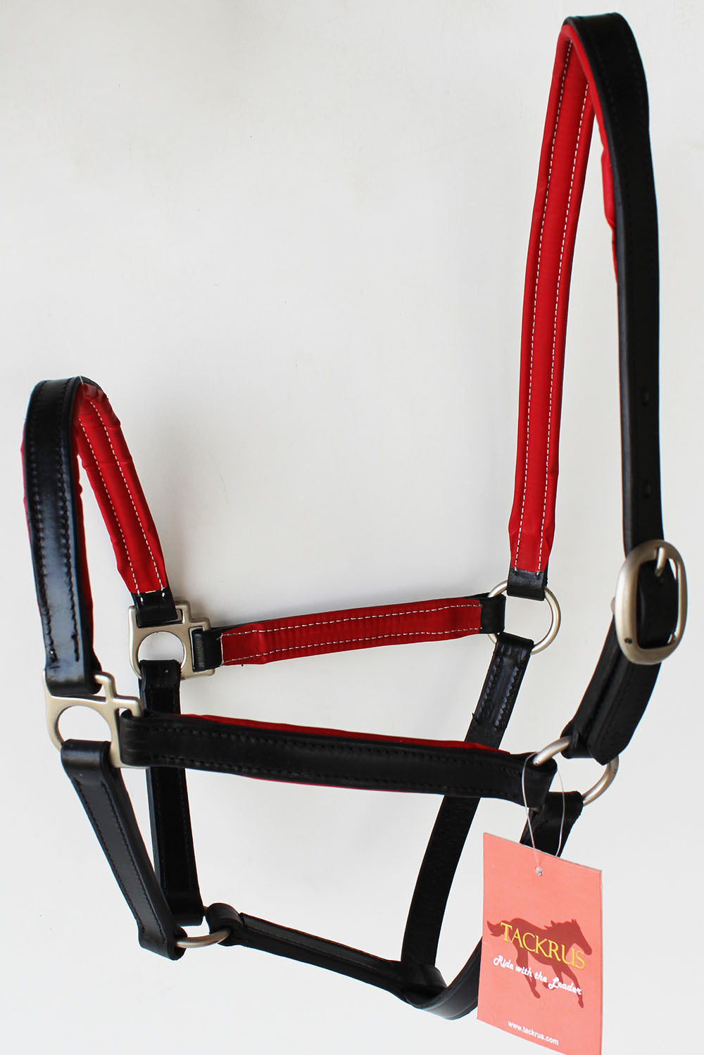 Horse English Padded Leather PONY Western  Show Halter Red 803209RDP