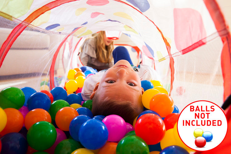 3pc Kids Play Tent Crawl Tunnel and Ball Pit with Basketball Hoop - Durable Pop Up Playhouse Tent for Boys, Girls, Babies, Toddlers & Pets - for Indoor and Outdoor Use, With Carrying Case