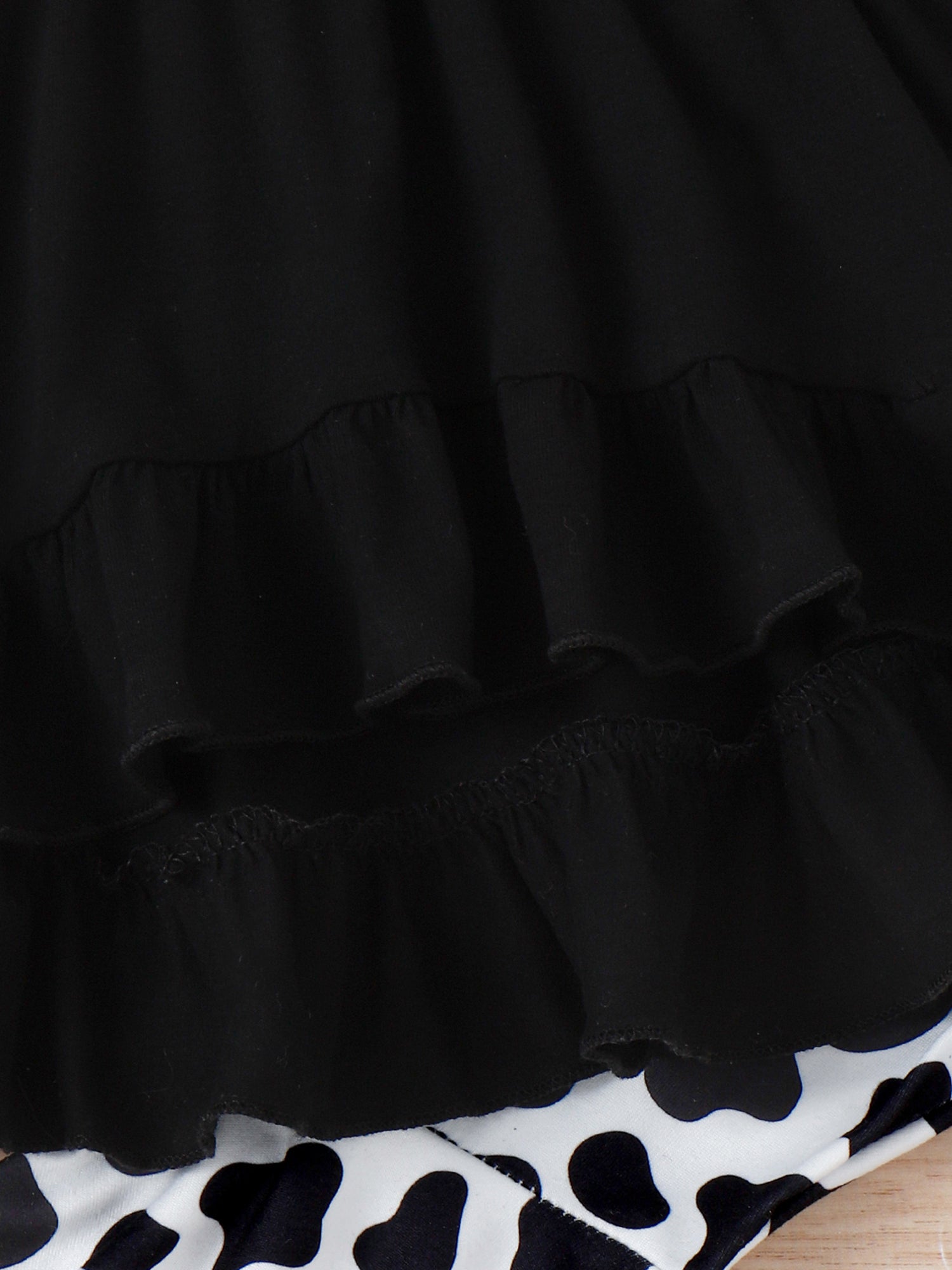 Peyakidsaa Kid Baby Girls Pants Set Short Sleeve Ruffled T-shirt with Bull/Cow Pattern Flare Pants and Headband