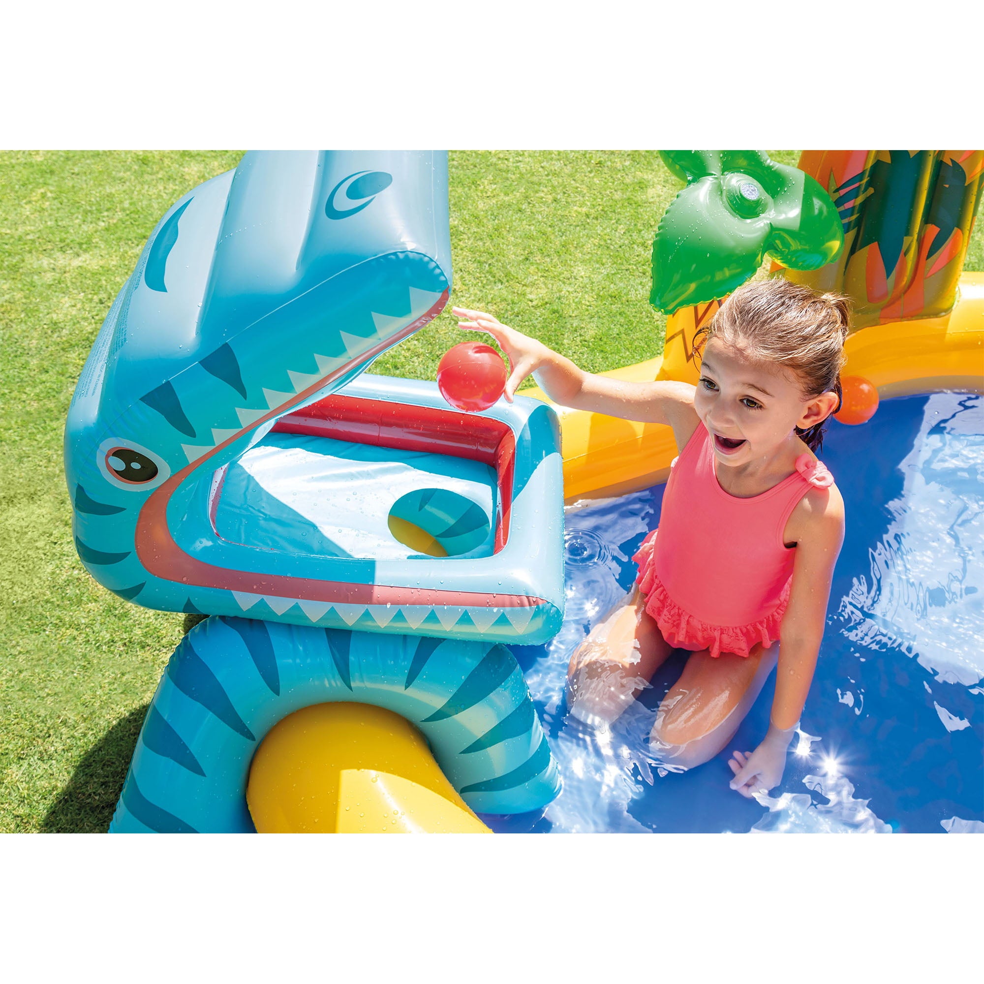 Intex 120V Electric Air Pump and Intex Inflatable Dinosaur Play Center Kids Pool