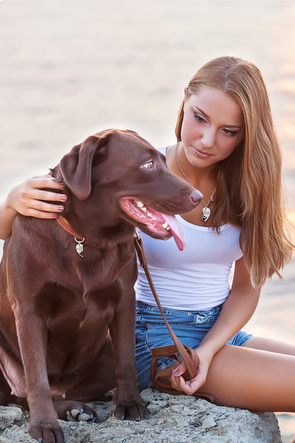 Connections from Hallmark Stainless Steel Dog Best Friends Tag and Necklace Set