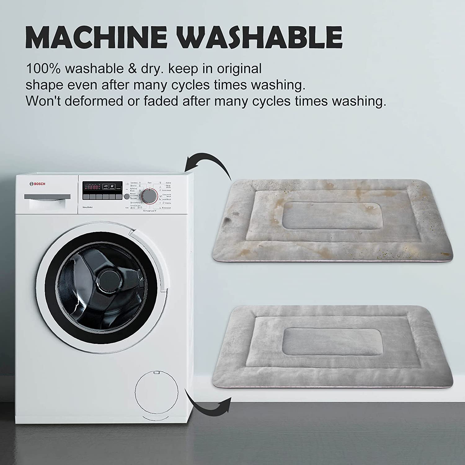 PROCIPE Pet Bed Washable Dog Crate Mat Anti-Slip Kennel Pads 42 inch Grey