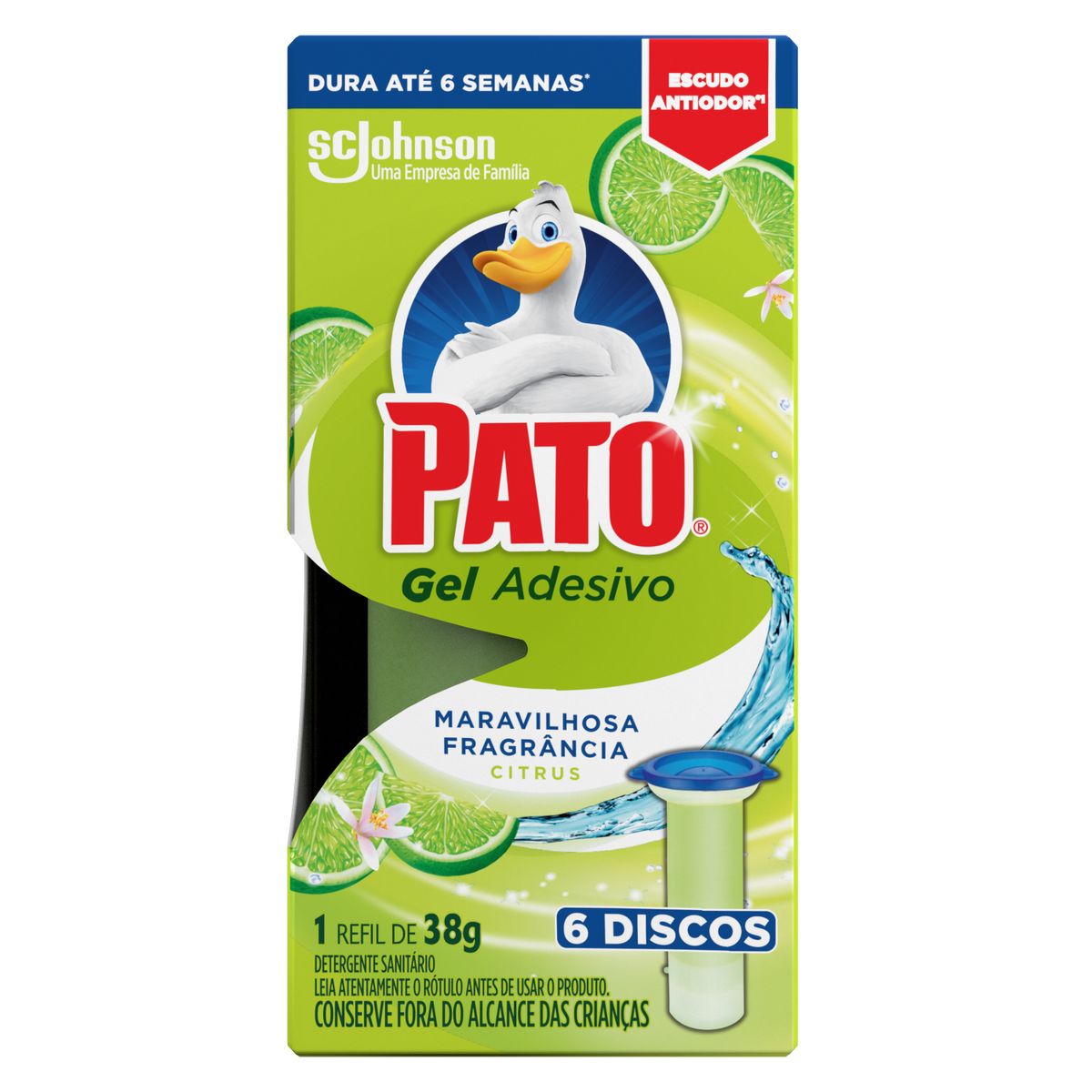 Desodorizador Sanitario Pato Gel Adesivo Citrus Refil 6 Discos