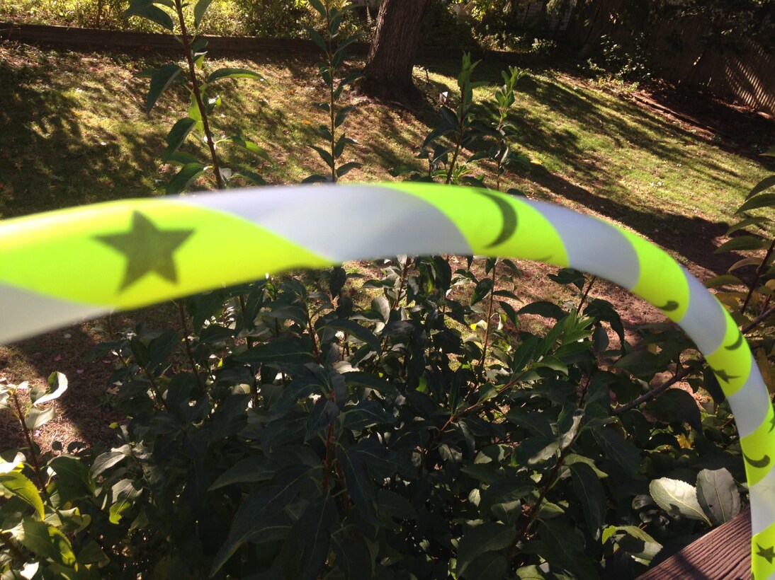 UV/blacklight reactive Moon and Star Grip taped polypro or hdpe collapsible hula hoop
