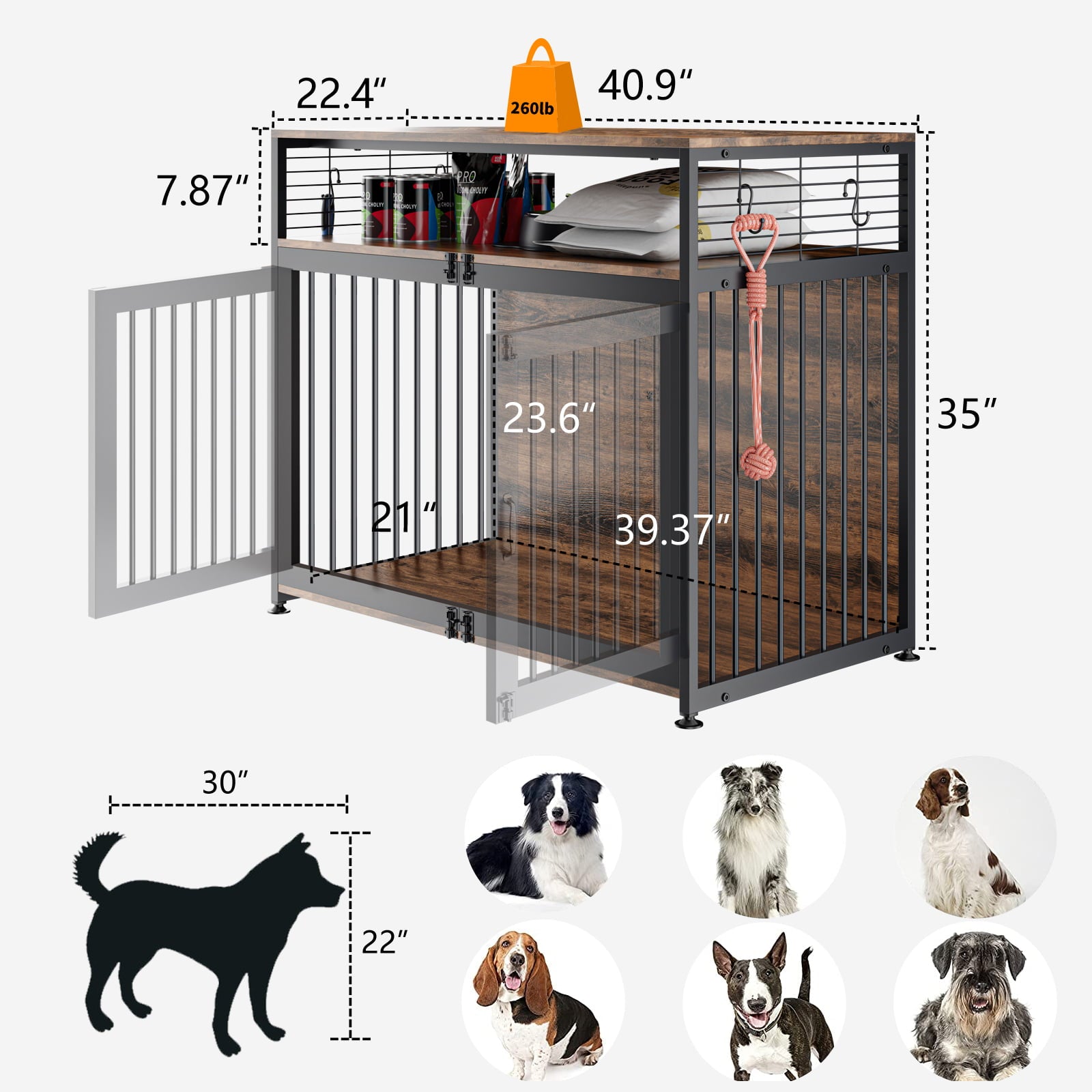 MOPHOTO Dog Crate Furniture-Style Cages Large Dog Crate Furniture Indoor Dog Kennels， Easy to assemble