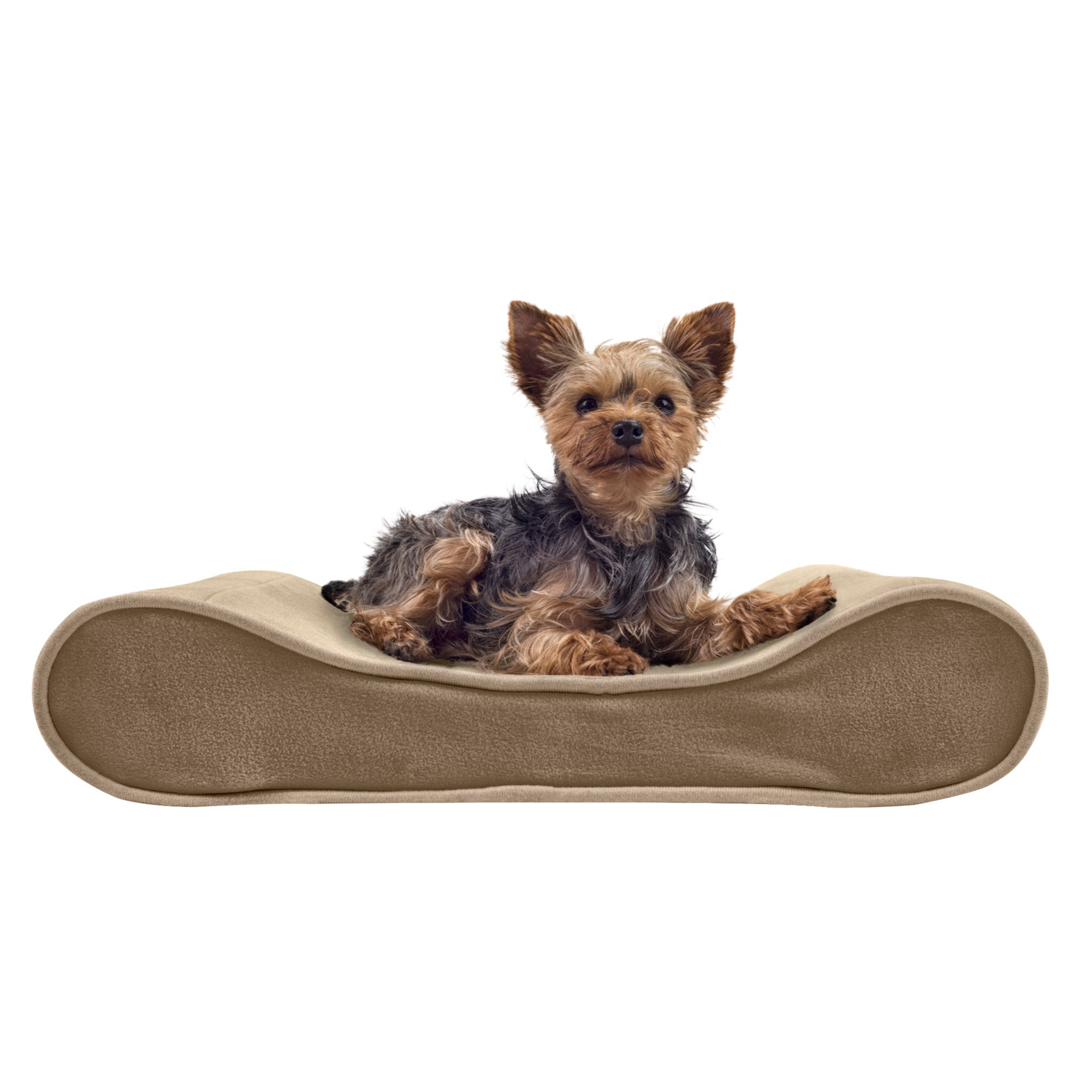 FurHaven Pet Dog Bed | Orthopedic Microvelvet Luxe Lounger Pet Bed for Dogs and Cats， Clay， Small