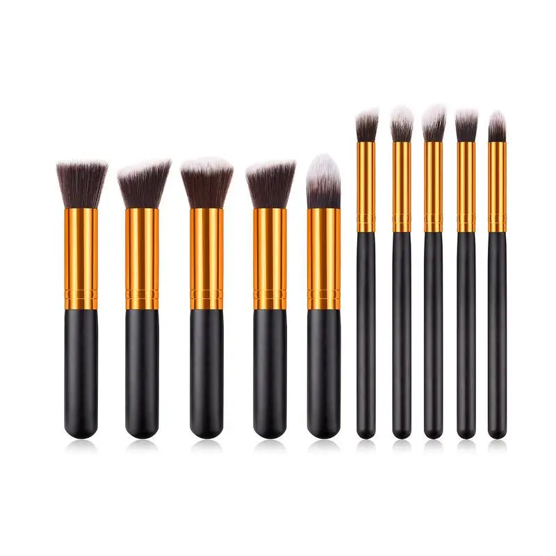 Mini Size Premium Synthetic Foundation Powder Concealers Eye Shadows Makeup 10 Pcs Brush Set