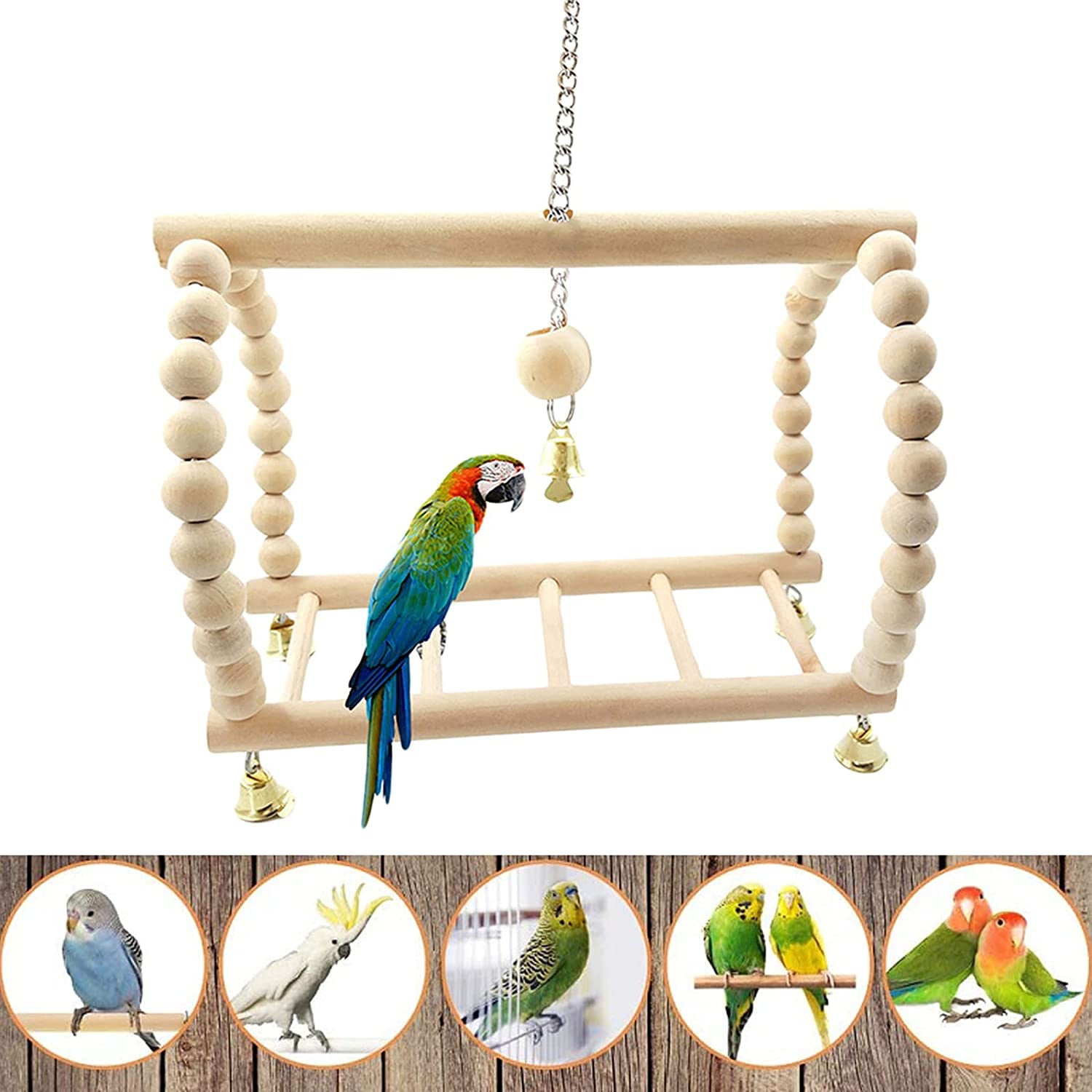 Bird Toys 8 Pack Parakeet Toys for Parakeets Cage， Bird Swing Chewing Toys， Bird Toys for Parrots， Bird Training Toys， Parrot Hanging Swing