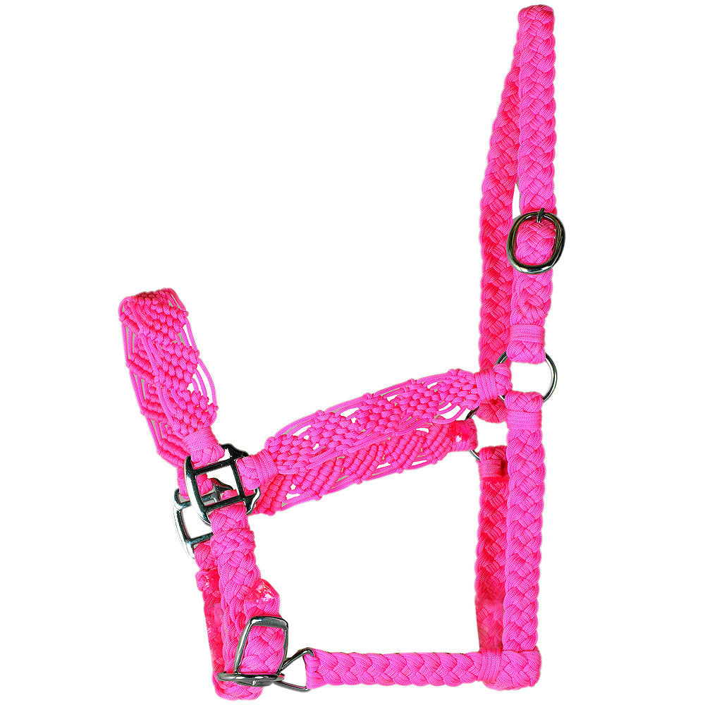 47DL Hilason Premium Flat Braided Paracord Horse Halter Pink