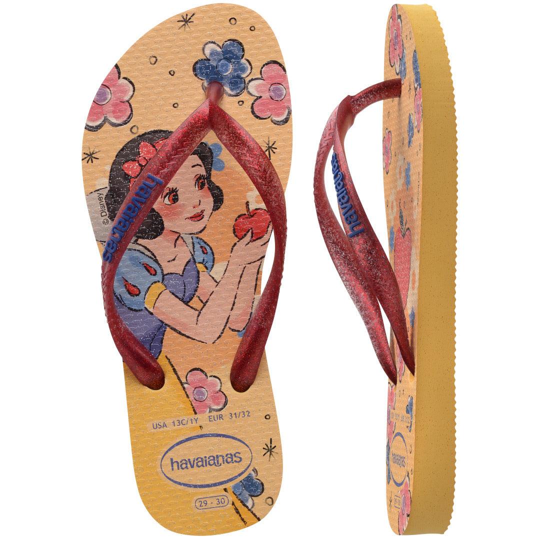 Chinelo Havaianas Infantil Slim Branca de Neve Amarelo Caja