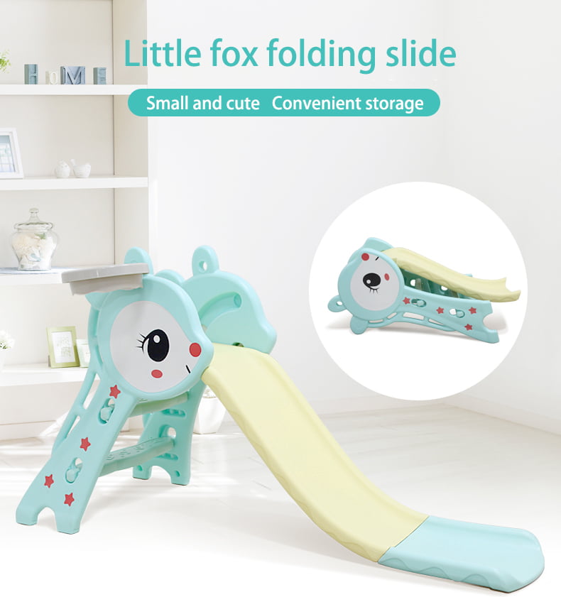 Easy Store Large Playground Slide with Folding for Easy Storage， Outdoor Indoor Active Play，  For Kids Toddlers Boys Girls ， Pink