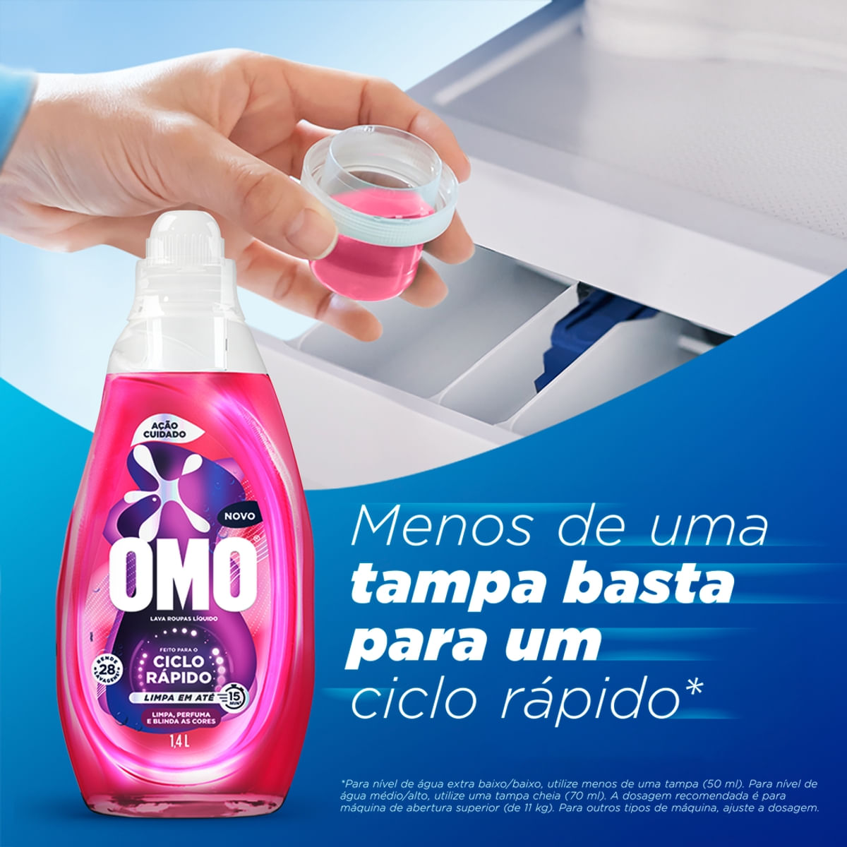 Sabao Liquido Omo Ciclo Rapido Acao Cuidado 1,4L