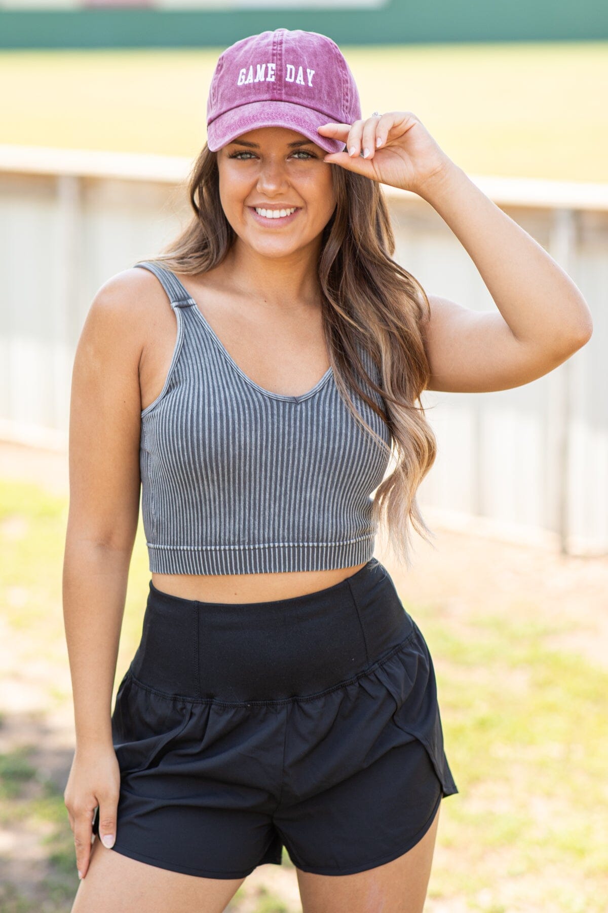 Burgundy Washed Game Day Baseball Hat