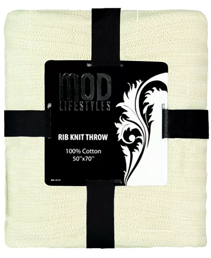 Mod Lifestyles Classic Throw Collection Cotton Rib Knit， 50