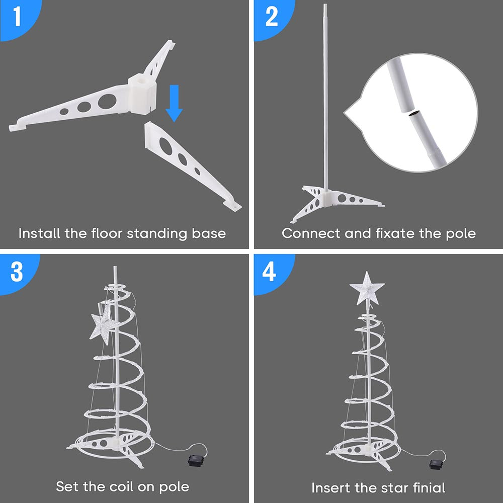 Yescom Lighted Spiral Christmas Trees 6' 4' 3' Battery Powered