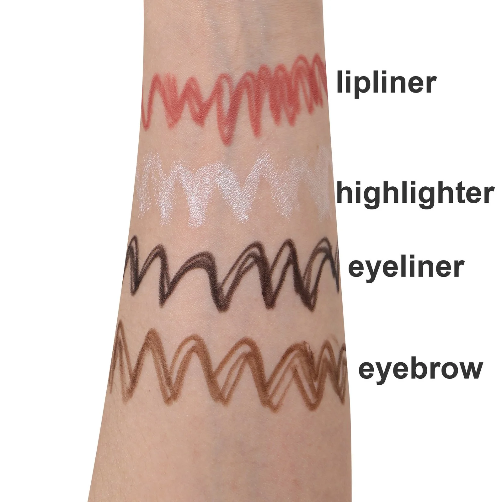 4-in-1 Touch Up Makeup Pen Private Label Eyeliner Lip Liner Highlighter Eyebrow Pencil