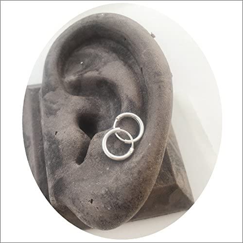 Ultra TINY Sterling Hoop Earrings 8 Mm， Polish Cloth，Keeper Bag， Endless Hoops，Nose，Cartilage，Ears，Lips