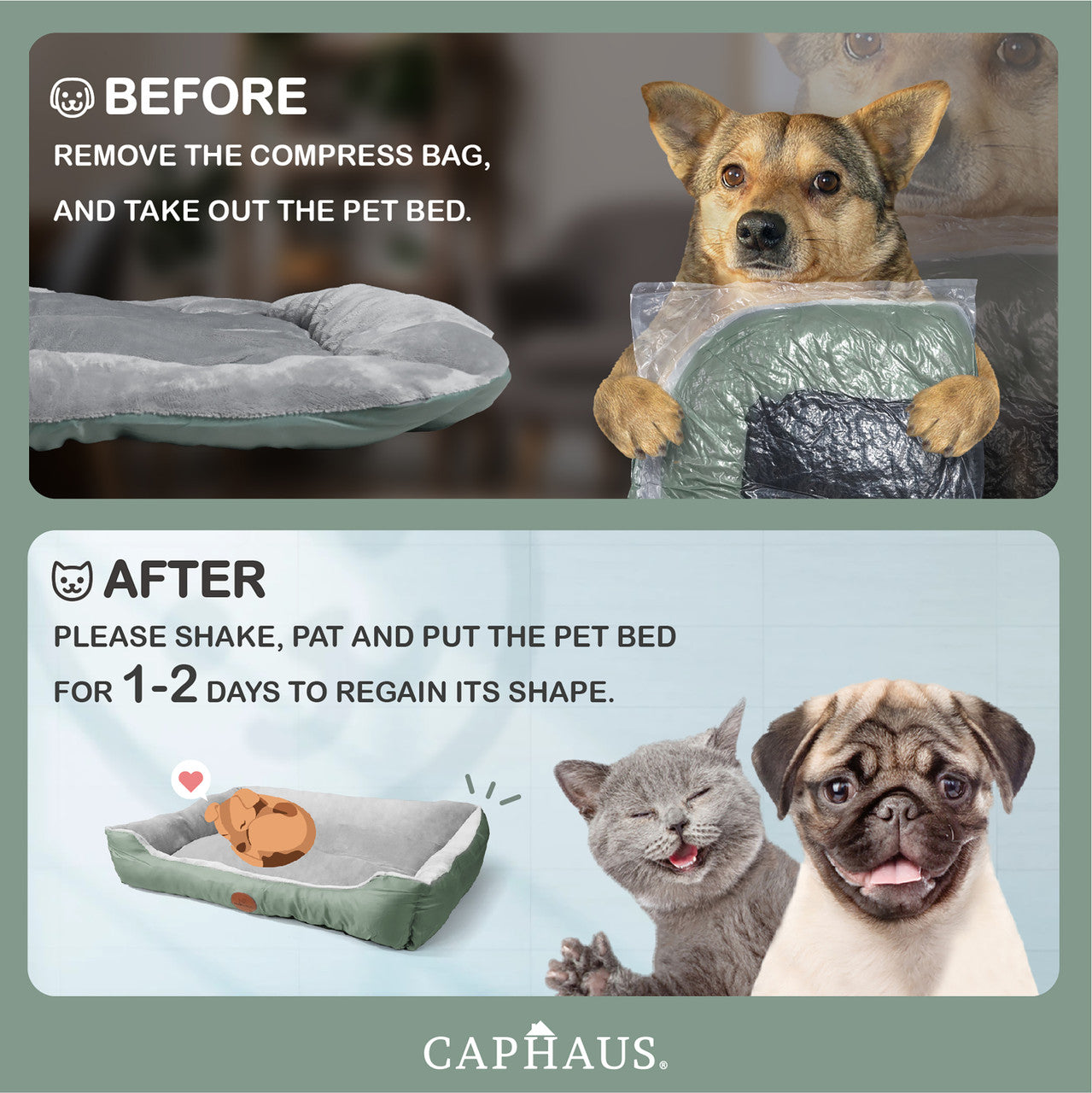 CAPHAUS 32/37 Inch Dog Bolster Couch Bed for Small/Medium/Large Dogs， Orthopedic Cat Bed for Indoor Cats， Calming， Anti-Slip Bottom， Washable， Anti-Anxiety Fluffy Soft Pet Bed in Blue， Brown， Gray