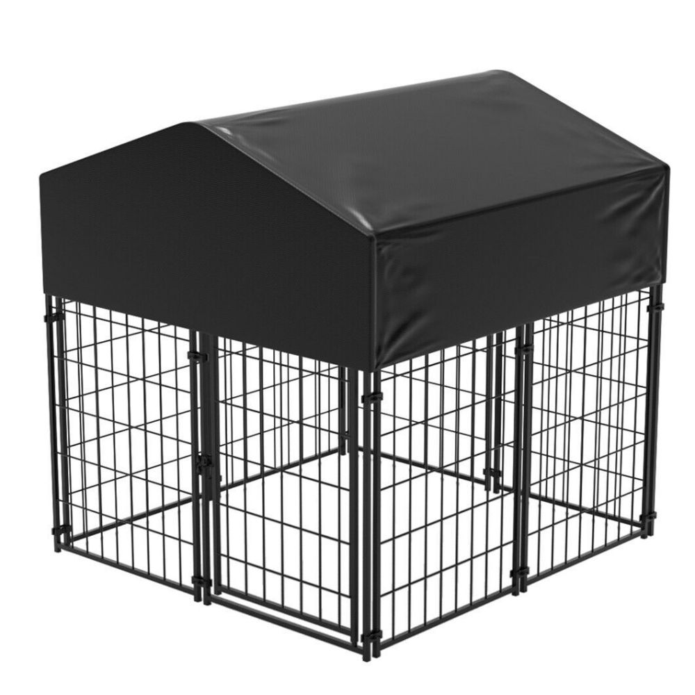 X Large Metal Dog Kennel Outdoor Patio Animal Runs Crates Big Playpen Roof Cover