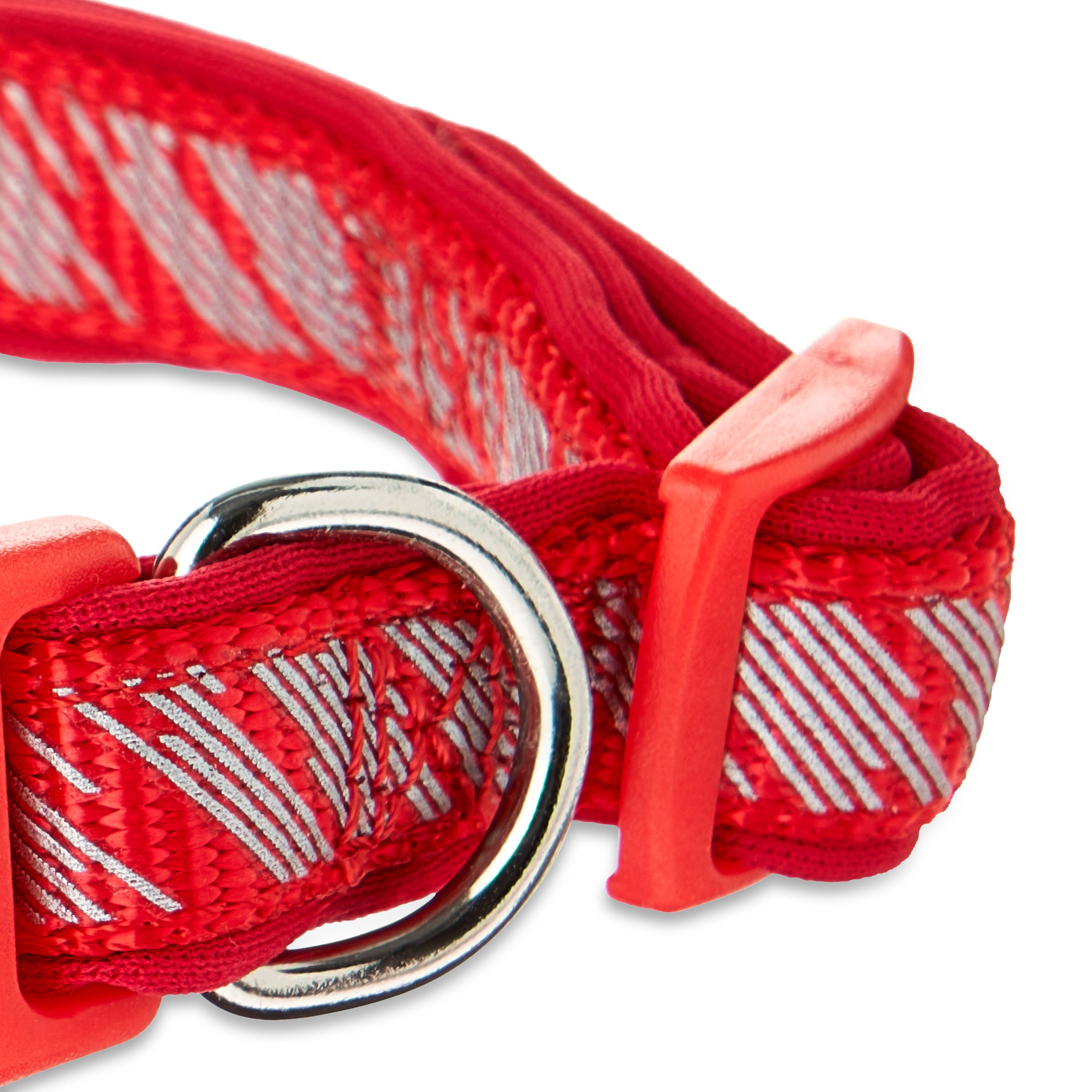 Vibrant Life Padded Reflective Dog Collar， Red， Medium