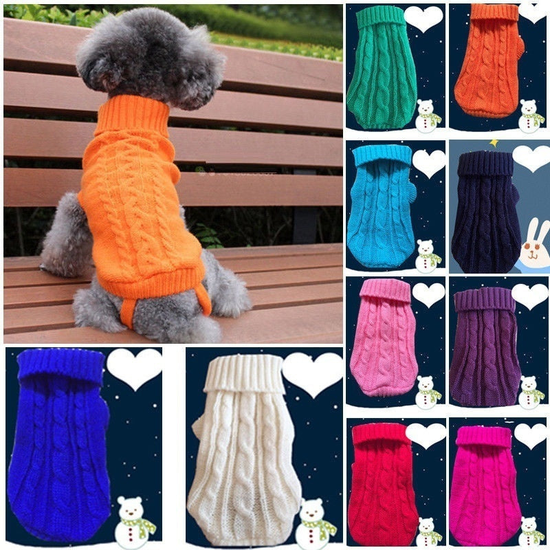 Pet Dog Cat Knitted Jumper Winter Warm Sweater Puppy Coat Jacket Clothes Costume NEW