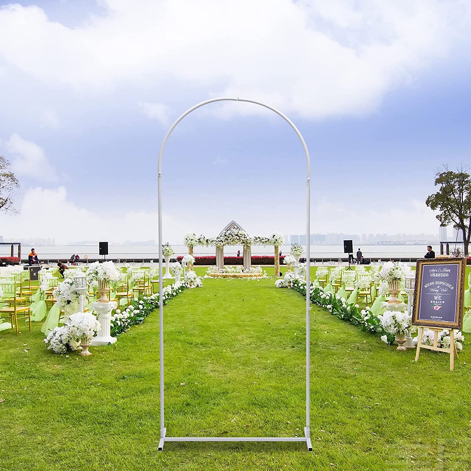 Aohuada Iron Metal Wedding Arch Metal Garden Arbors Wedding Arch Decorations,Outdoor Indoor Pergola Reconfigurable & Easy-to-Assemble for Wedding Party Decorations Garden Climbing Plants