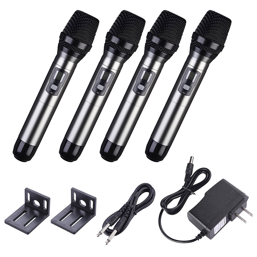Yescom Pro 4 Channel 262' Wireless UHF Microphone System 4 Handheld Mics