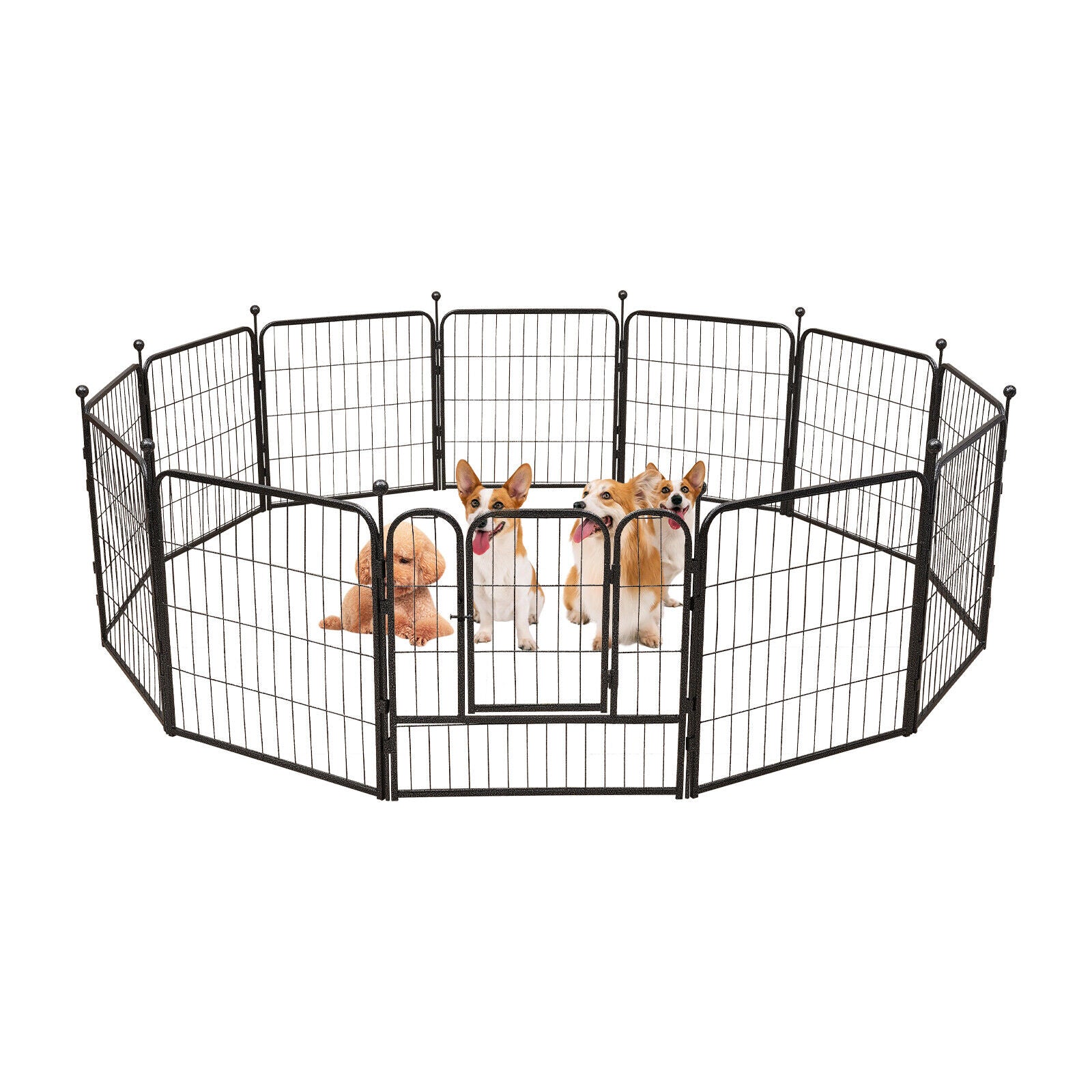 FETCOI 12Pcs Dog Playpen Panels Pet Playpen Puppy Dog Iron Fences Gate Playpen Black