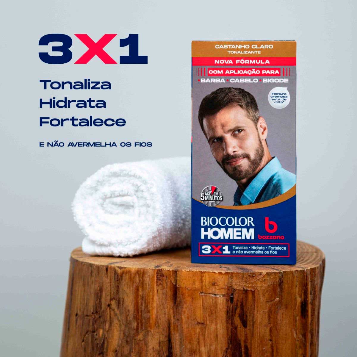 Tonalizante de Cabelo Masculino Biocolor Homem Bozzano Castanho Claro