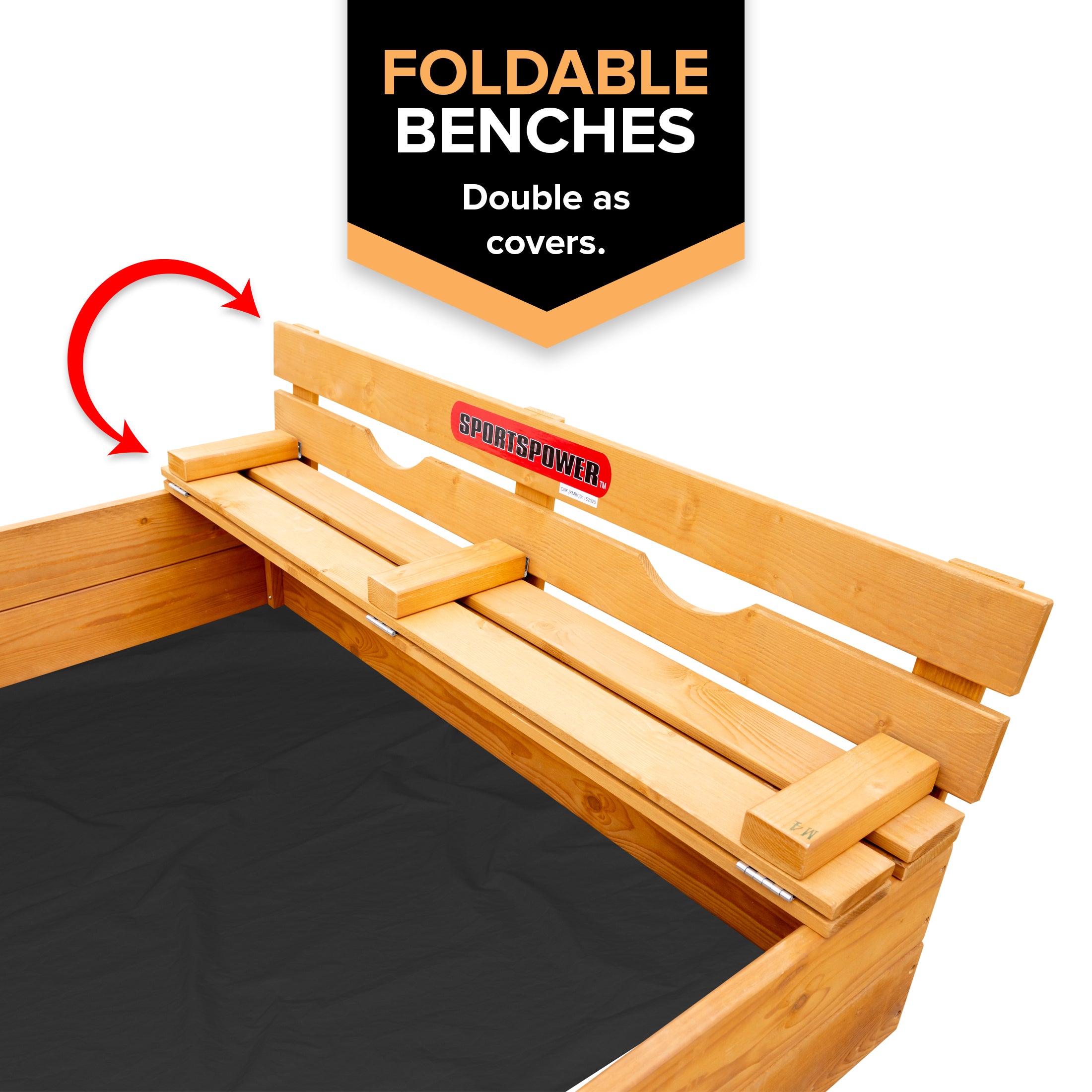 Sportspower 4.2’ x 4’ Rectangular Sandbox with 2 Wooden Bench and Ground Liner
