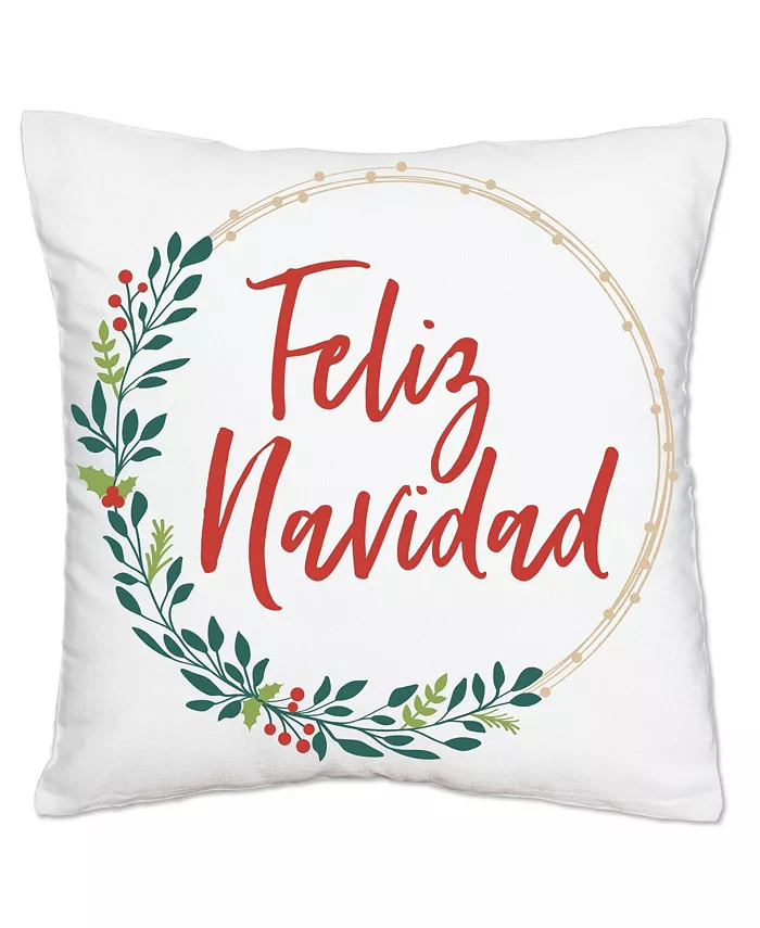 Big Dot of Happiness Feliz Navidad - Christmas Decorative Cushion Case Throw Pillow Cover 16 x 16 In