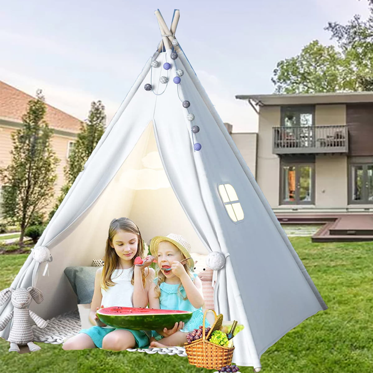 Kids Teepee, Pet Play Tent Teepee Tent for Dogs Cats, Foldable Girls Playhouse Toy Tent, Gift for Baby Toddler to Play Game Indoor Outdoor,39.4"×39.4"×53.2",without Mat & Decoration