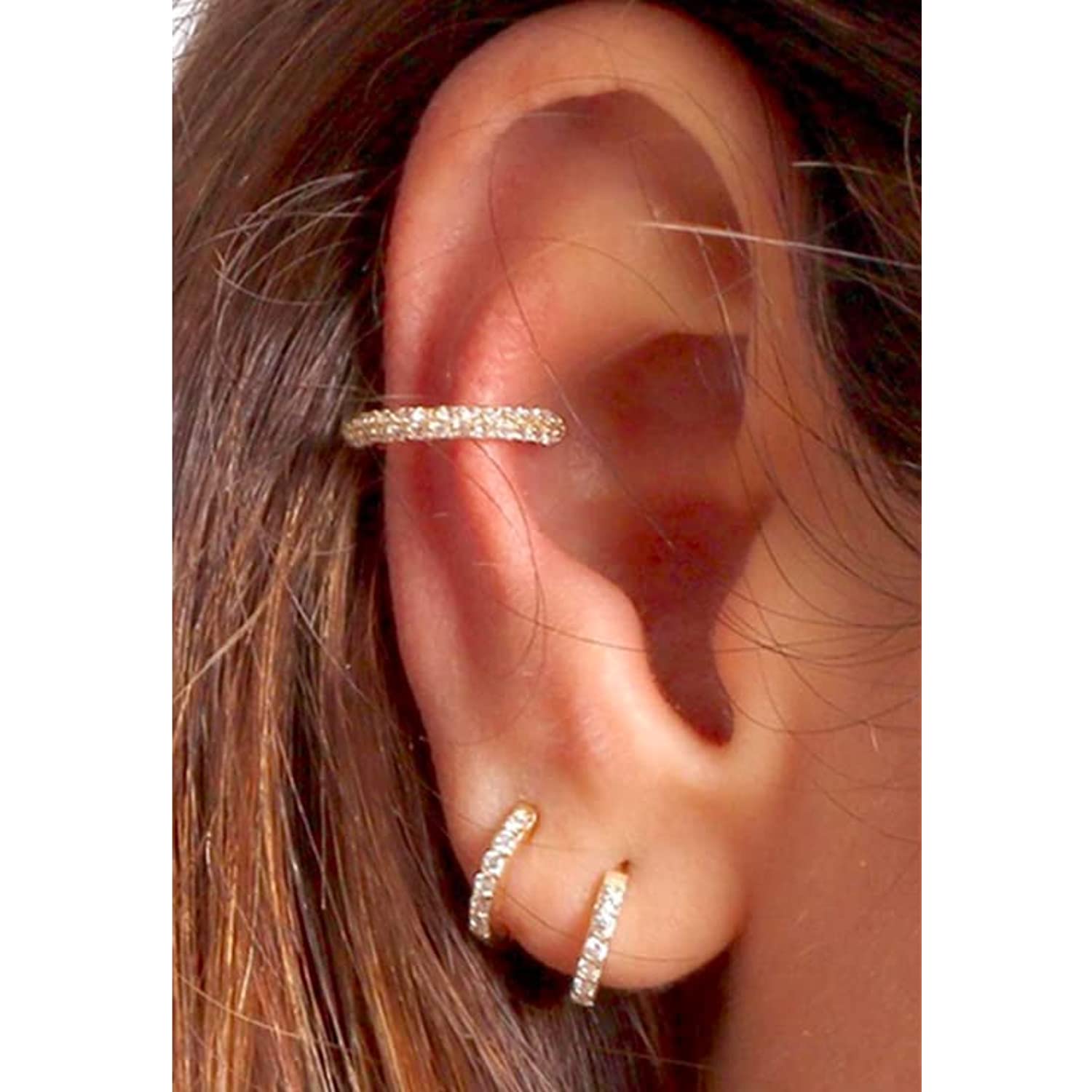 Green CZ Huggie Hoop Earrings， Second Hole Hoops， Cartilage Hoops， Small Helix Hoop， Conch Hoops， Tragus Hoop (Silver Green)