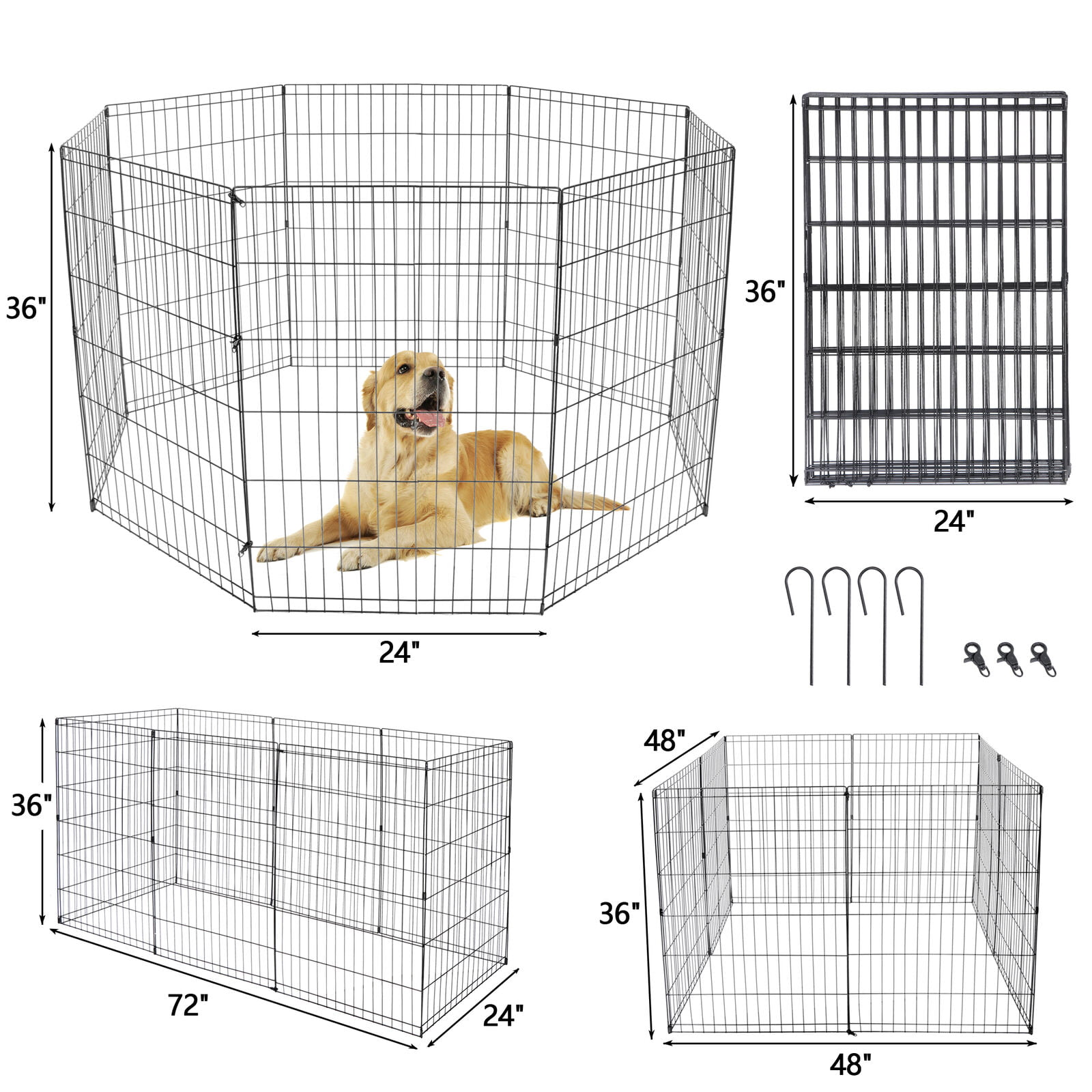 ZENSTYLE 36 Inch 8 Panels Indoor Outdoor Dog Playpen Large Crate Fence Pet Play Pen Exercise Cage