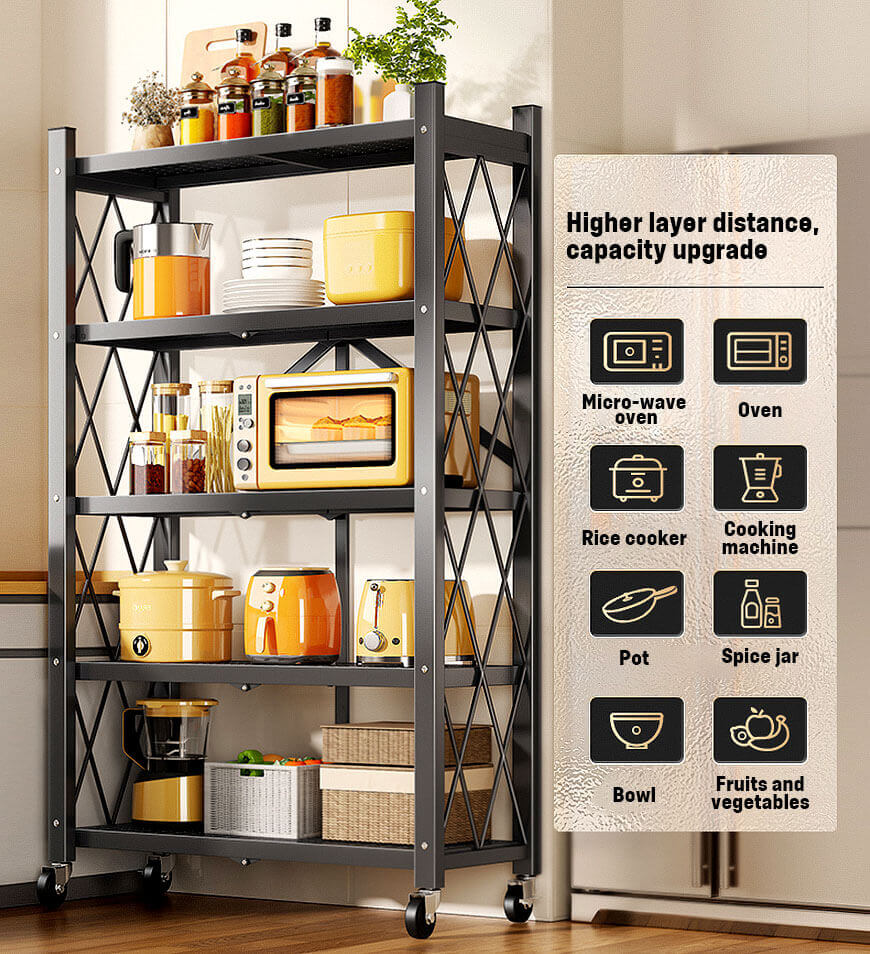 🔥LAST DAY 70% OFF🔥Heavy Duty Foldable Metal Organizer Shelves with Wheels