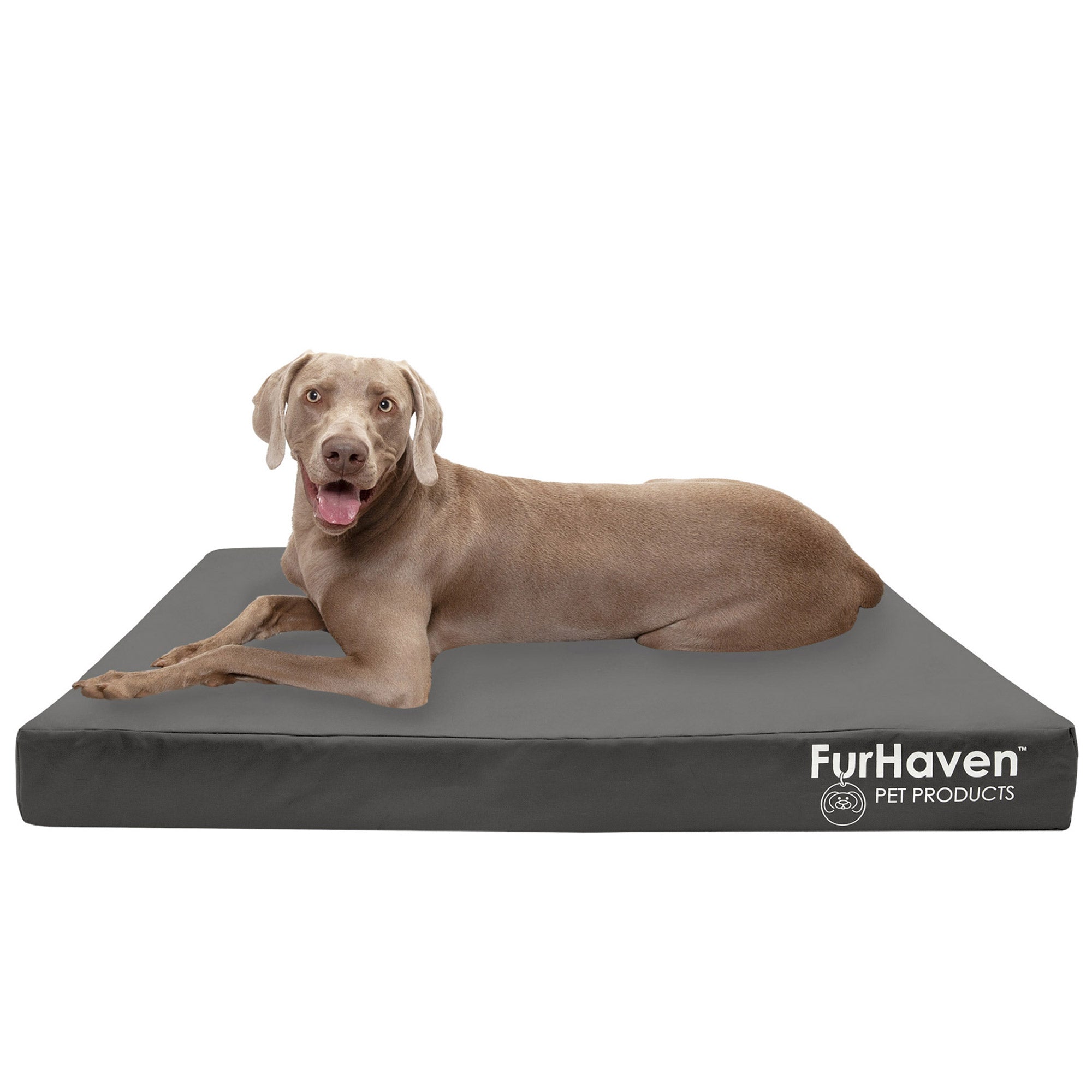 FurHaven | Deluxe Cooling Gel Oxford Indoor/Outdoor Water-Resistant Pet Bed for Dogs and Cats， Stone Gray， Jumbo Plus