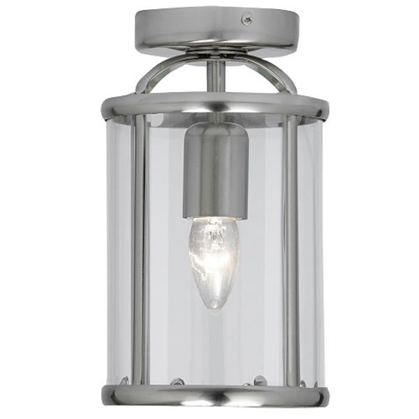 Oaks 351 FL AC Fern Antique Chrome Semi Flush Lantern with Glass Panels