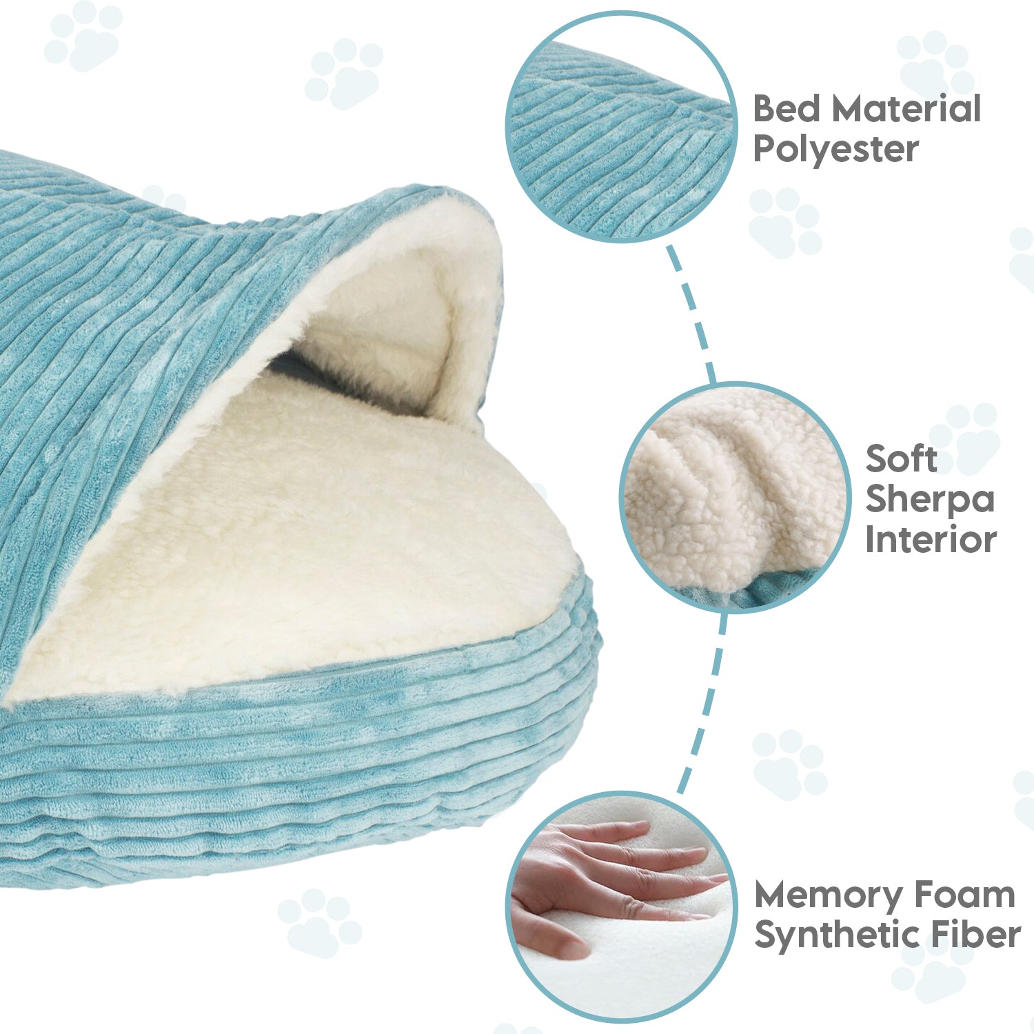 Precious Tails Plush Corduroy And Sherpa Lined Pet Dog Bed