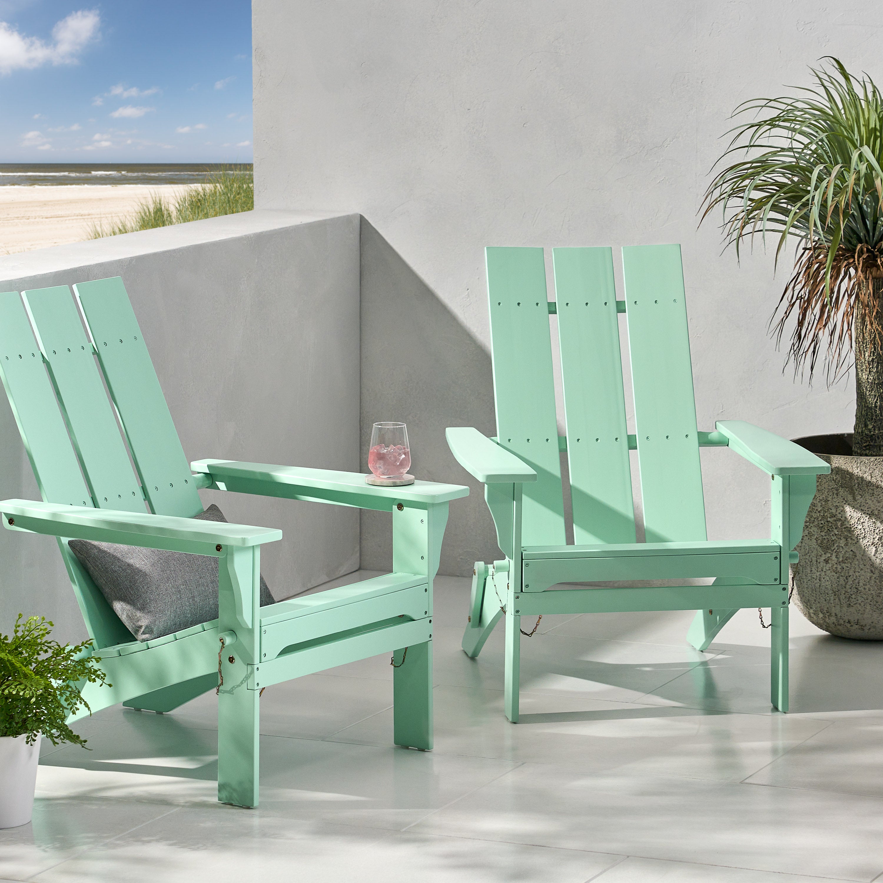 Gurekam Outdoor Acacia Wood Foldable Adirondack Chairs, Set of 2